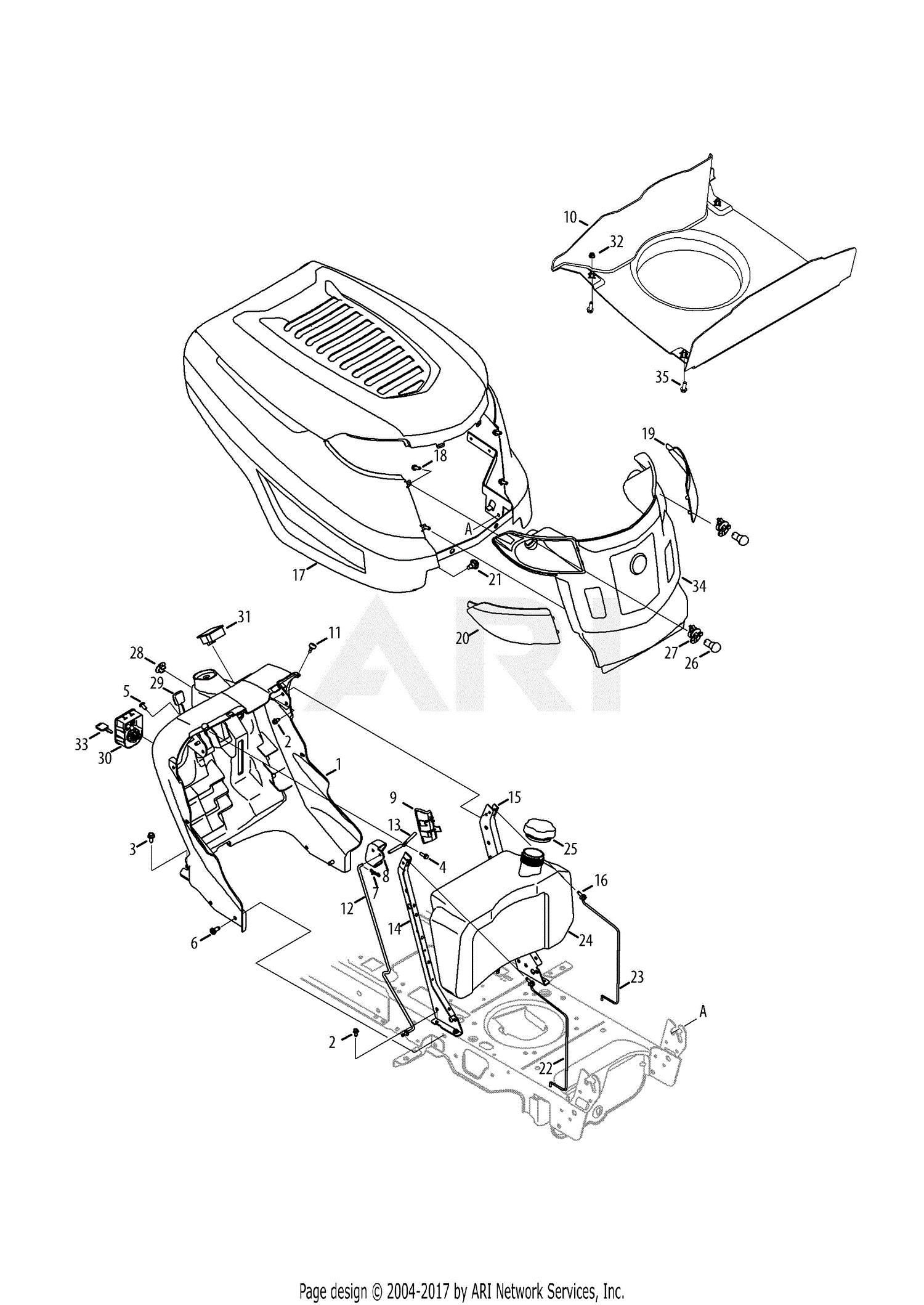 Troy Bilt 13al91ks066 Tb2142 2013 Parts Diagram For Hood And Dash 7476