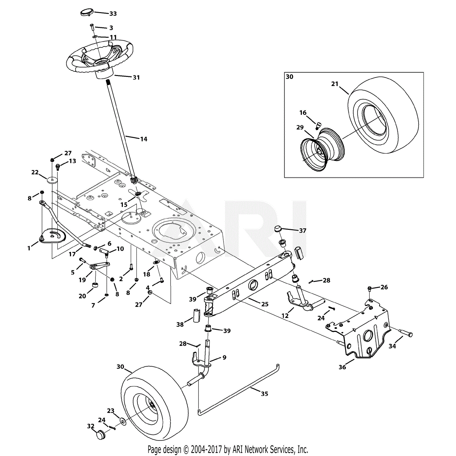 Troy Bilt 13BX78KS011 Bronco (2013) Parts Diagram for Steering & Front Axle