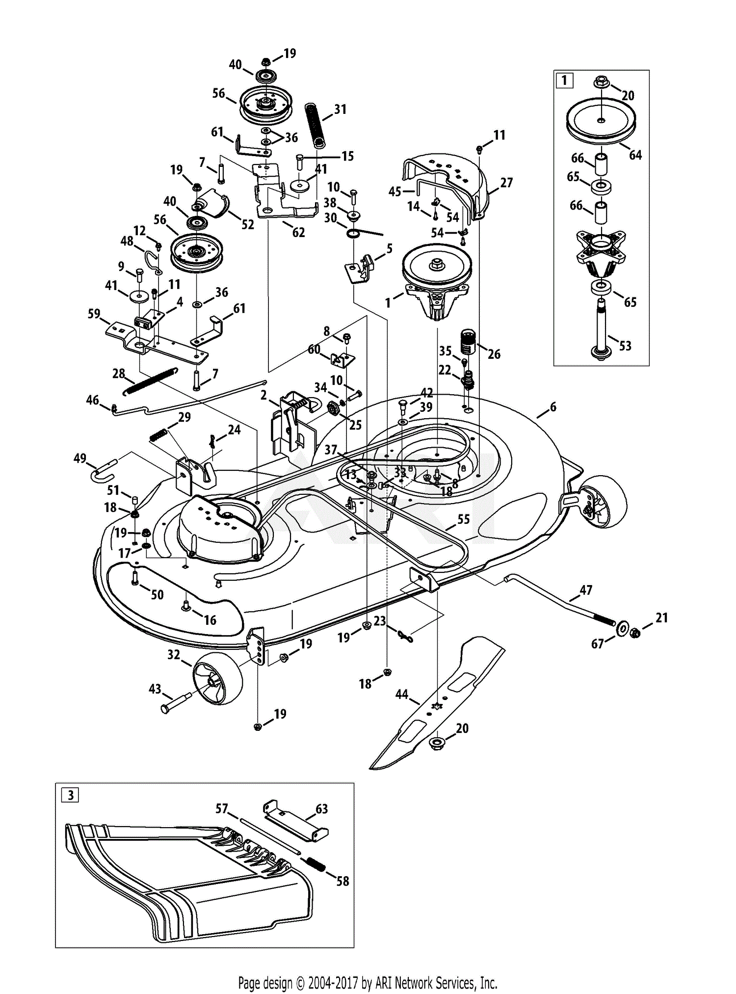 Troy Bilt 13WX79KT011 Horse (2013) Parts Diagram for Mower Deck