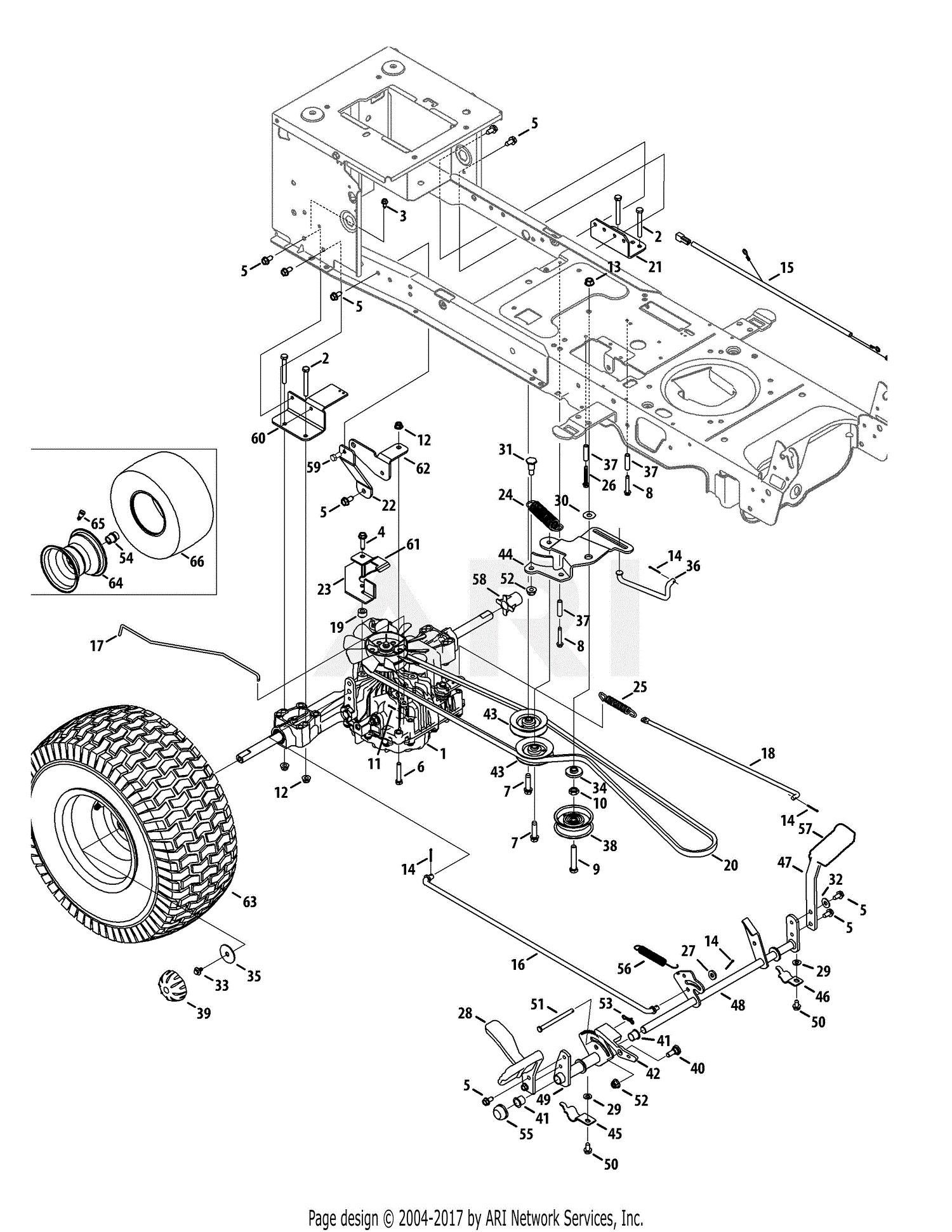 Troy Bilt 13aa93kt066 Tb2246 (2014) Parts Diagram For Drive & Rear Wheels