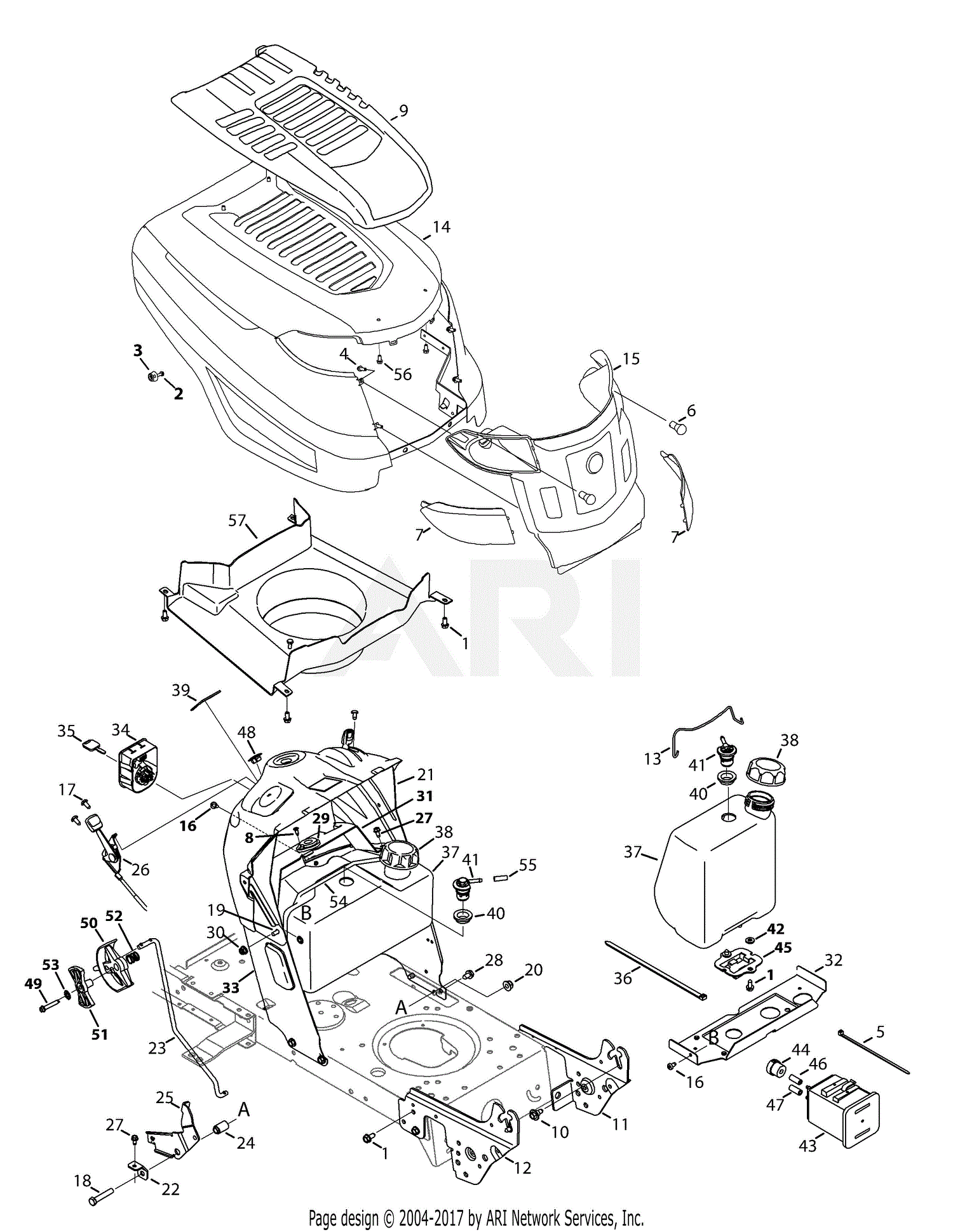 Troy Bilt 13al78kt066 Tb46  2014  Parts Diagram For Hood