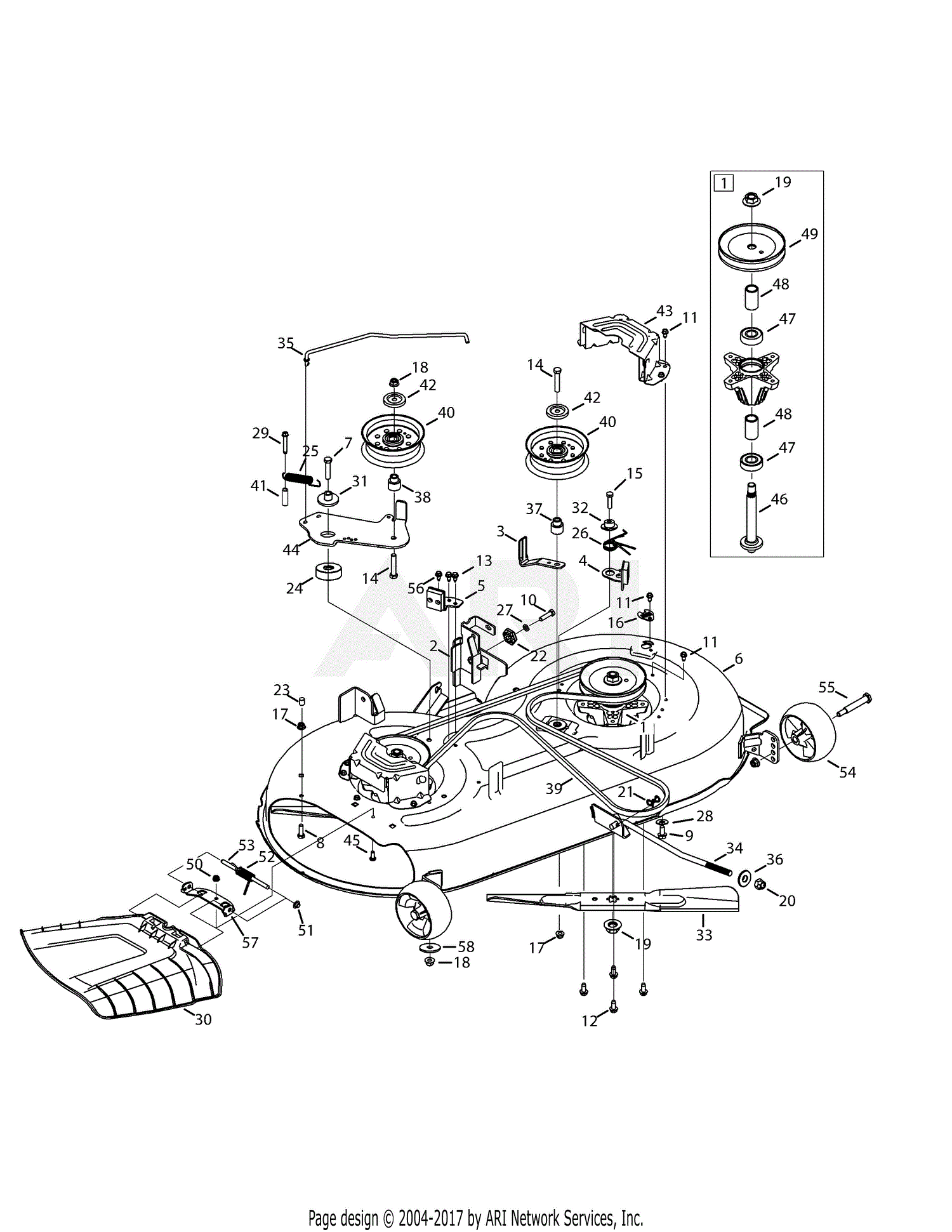 Troy Bilt 13A277KS066 TB42 7-Speed (2015) Parts Diagram for Mower Deck