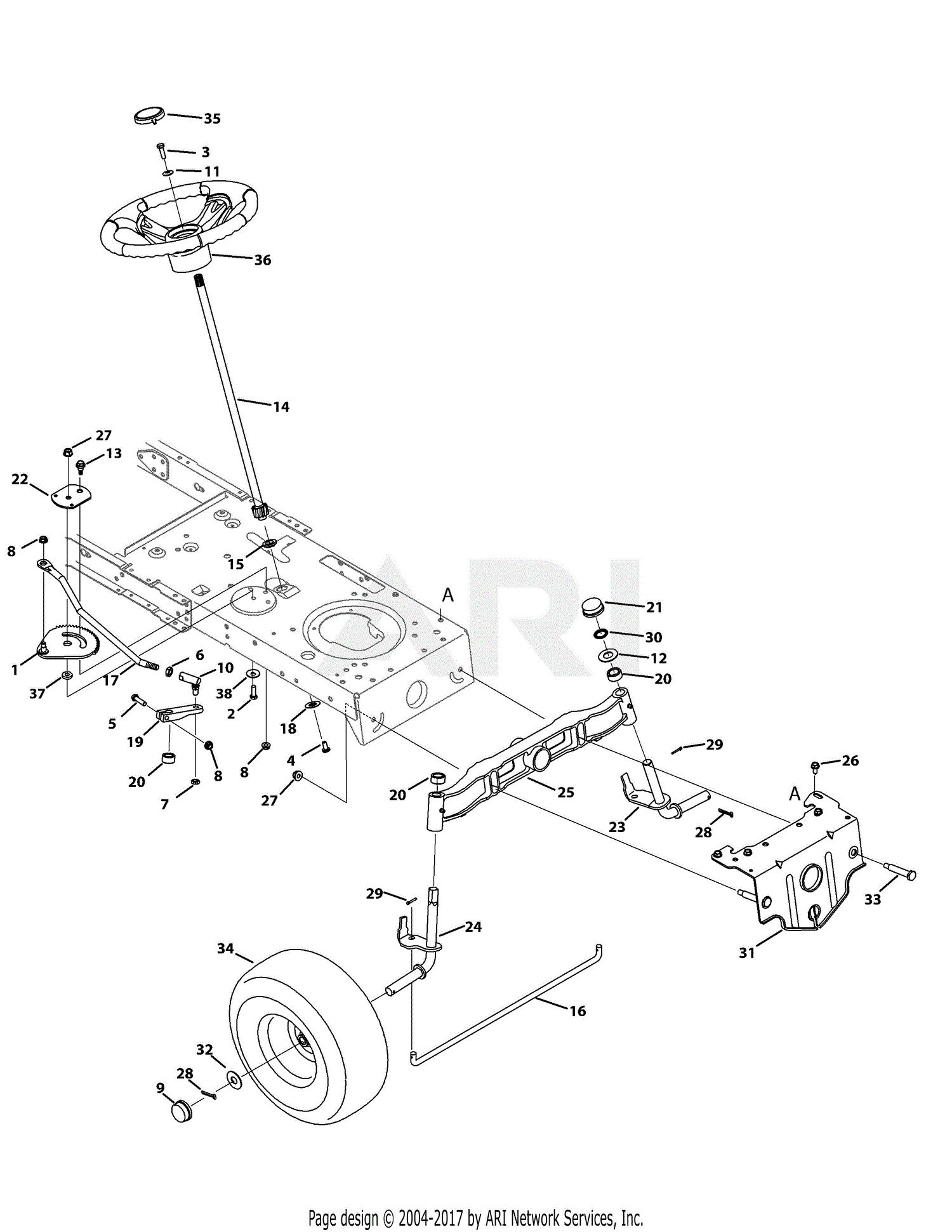Troy Bilt 13A879KS066 TB42 Hydro (2015) Parts Diagram for Front End ...