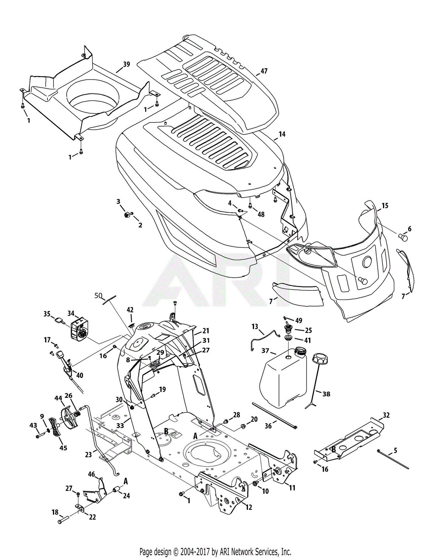 Troy Bilt 13A879KS066 TB42 Hydro (2015) Parts Diagram for Hood