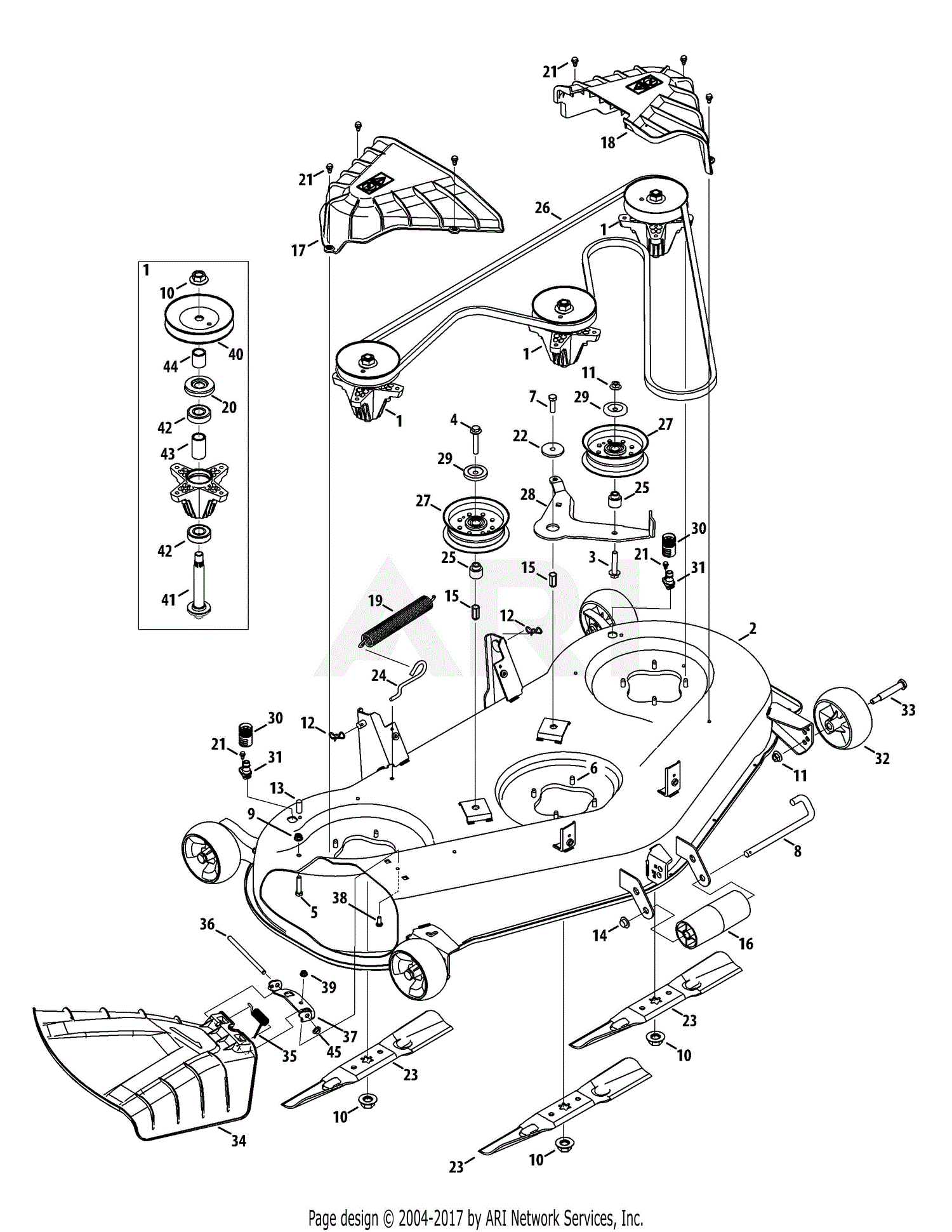 Troy Bilt 13AAA1KQ066 TB2350 (2015) Parts Diagram for Mower Deck 50Inch