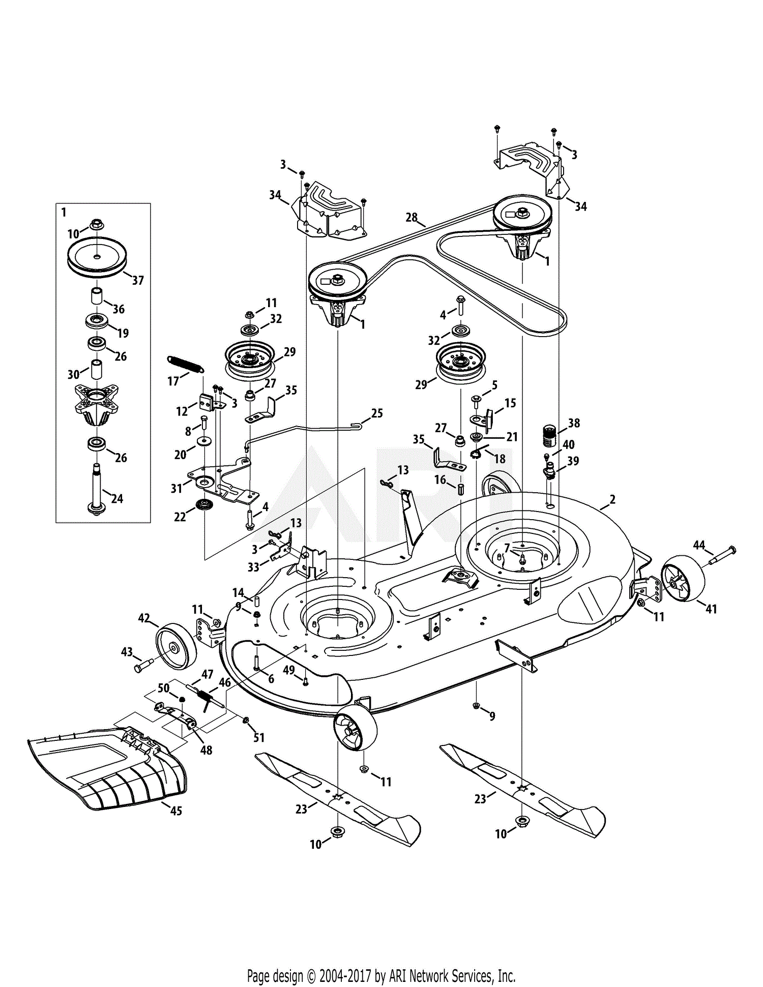 Troy Bilt 13AAA1KT066 TB2246 (2015) Parts Diagram for Mower Deck 46Inch