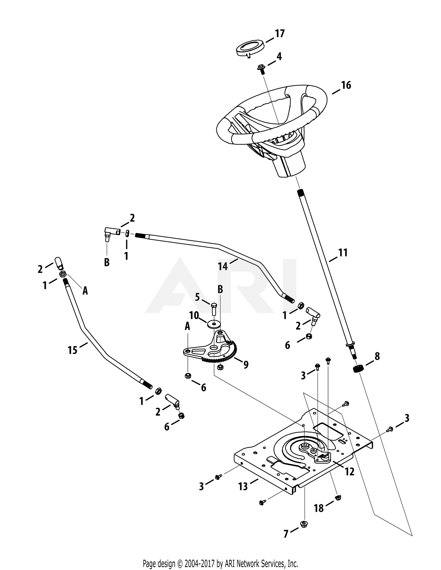 Troy Bilt 13AAA1KT066 TB2246 (2015) Parts Diagram for Steering