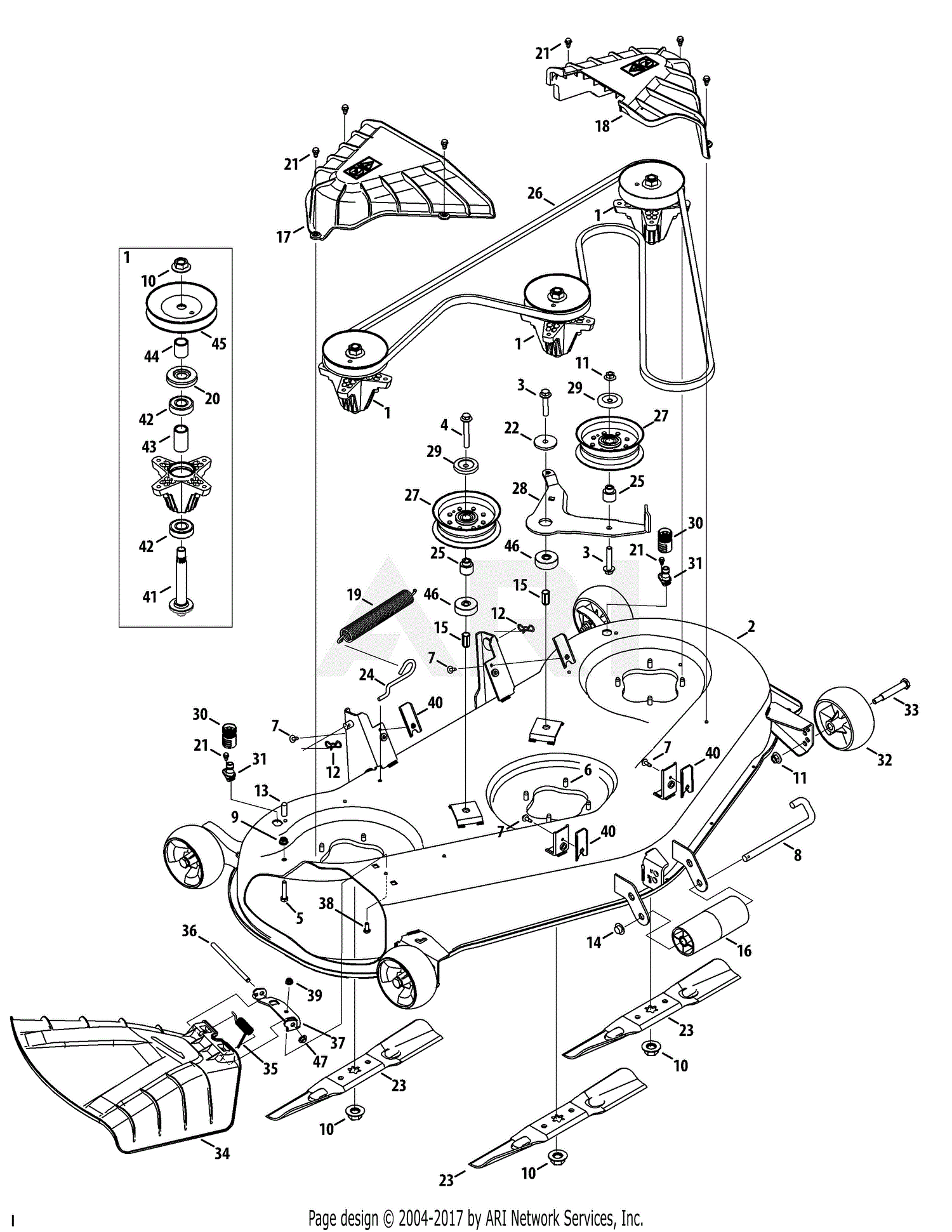 Troy Bilt 13AAA2KW066 TB2454 (2015) Parts Diagram for Mower Deck 54-Inch
