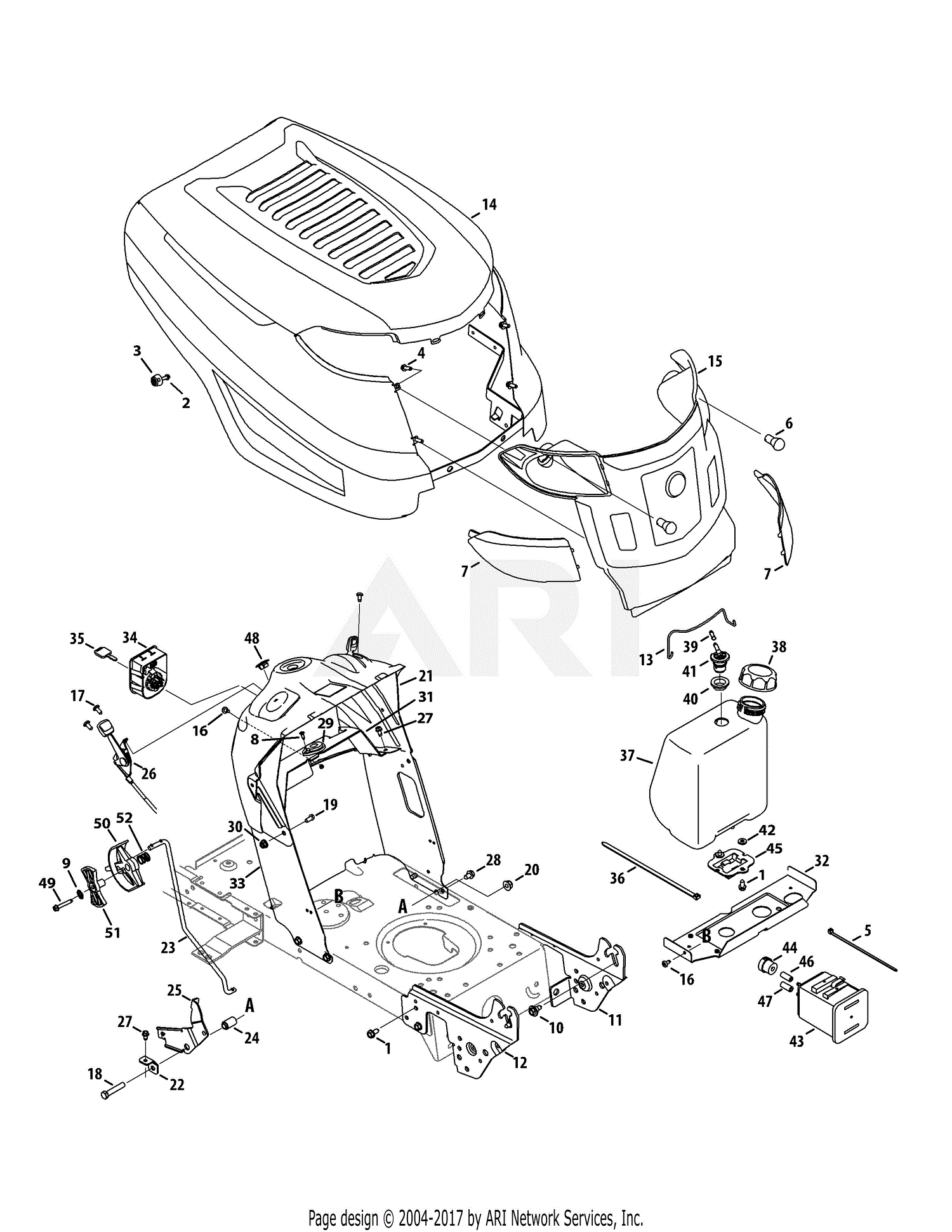 Troy Bilt 13WM77KS011 Pony (2015) Parts Diagram for Hood kawasaki battery wiring diagram 