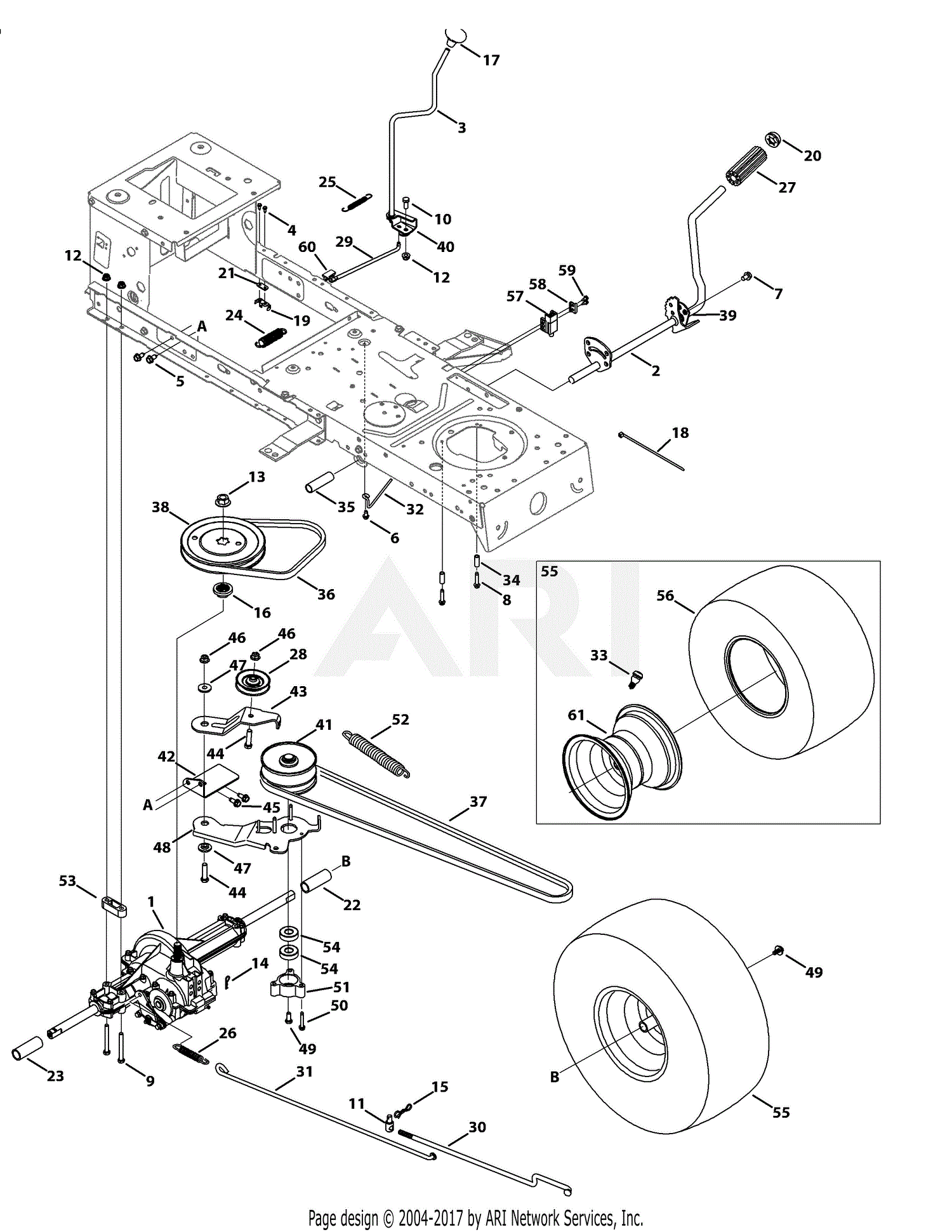 Troy Bilt 13WM77KS011 Pony (2015) Parts Diagram for Transmission