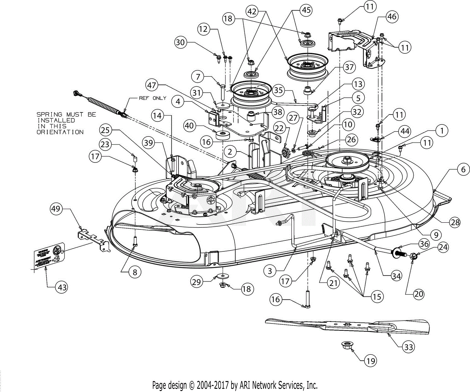 Troy Bilt Pony 13WM77KS211 (2016) Parts Diagram for Deck