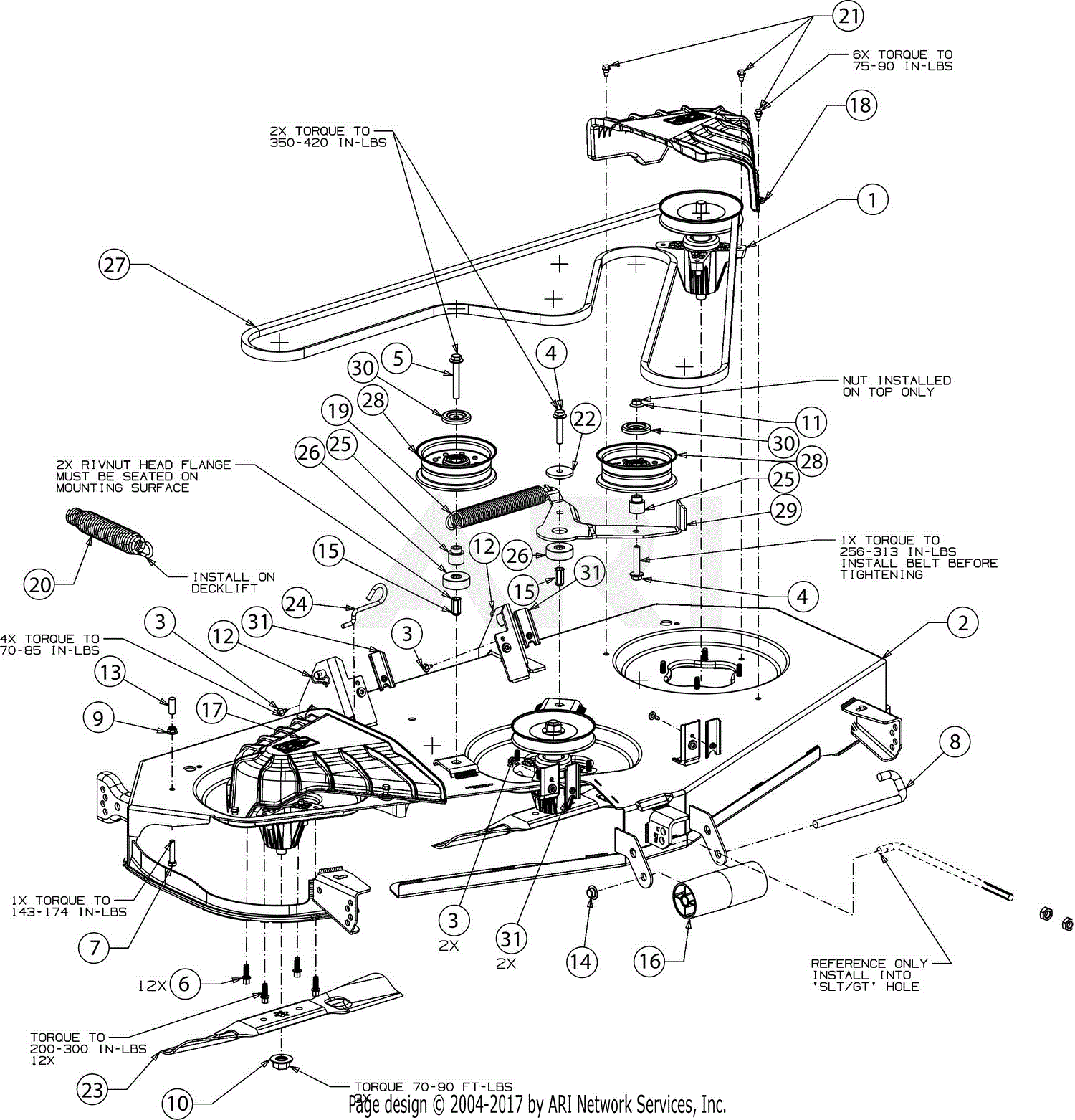 Troy Bilt 13AQA2KA011 Super Bronco 54 FAB (2017) Parts Diagram for Deck