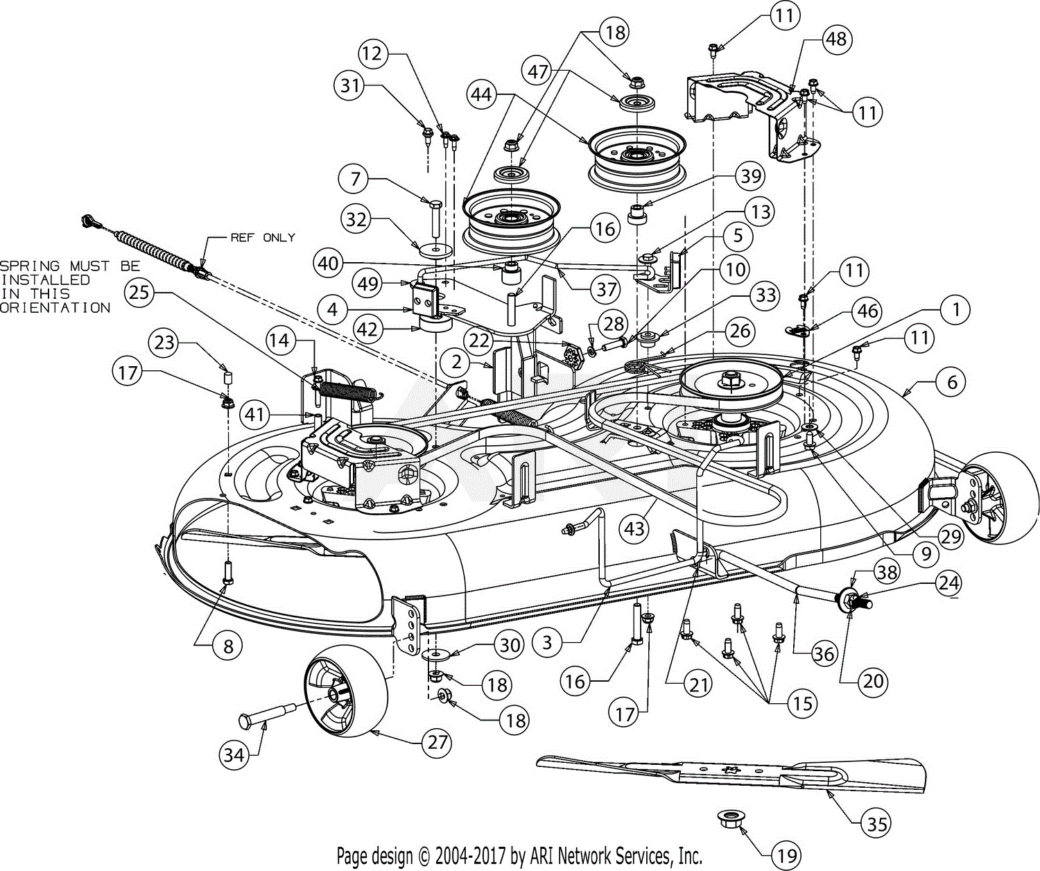 Troy Bilt 13WX78BS011 Bronco (2017) Parts Diagram for Deck