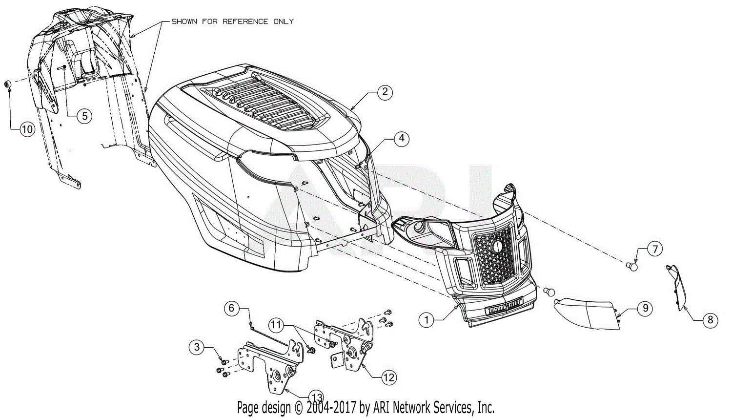 Troy Bilt TB42 7-Speed (13B277KS066) (2017) Parts Diagram for Hood & Grille