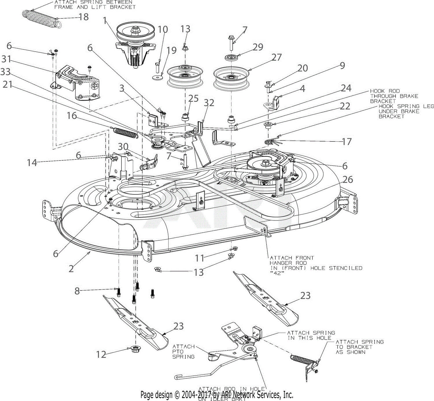 Troy Bilt 13A8A1BS066 Super Bronco 42 Hydro (2018) Parts Diagram for Deck
