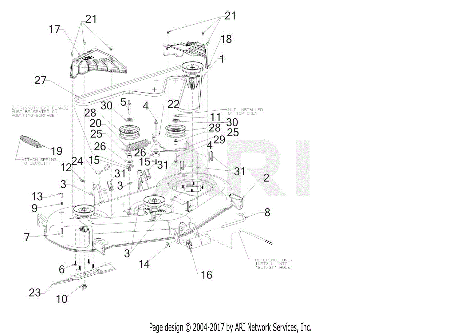 Troy Bilt 13AQA2BW011 Super Bronco 54 XP (2018) Parts Diagram for Deck