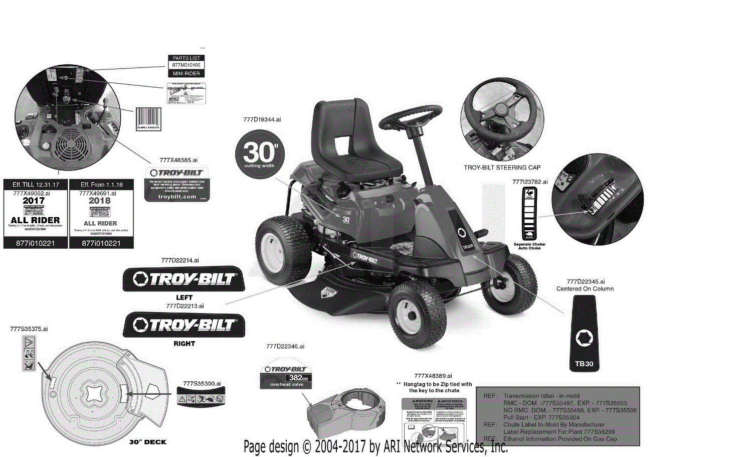 Troy Bilt TB30 (13A726JD066) (2018) Parts Diagram For Label Map