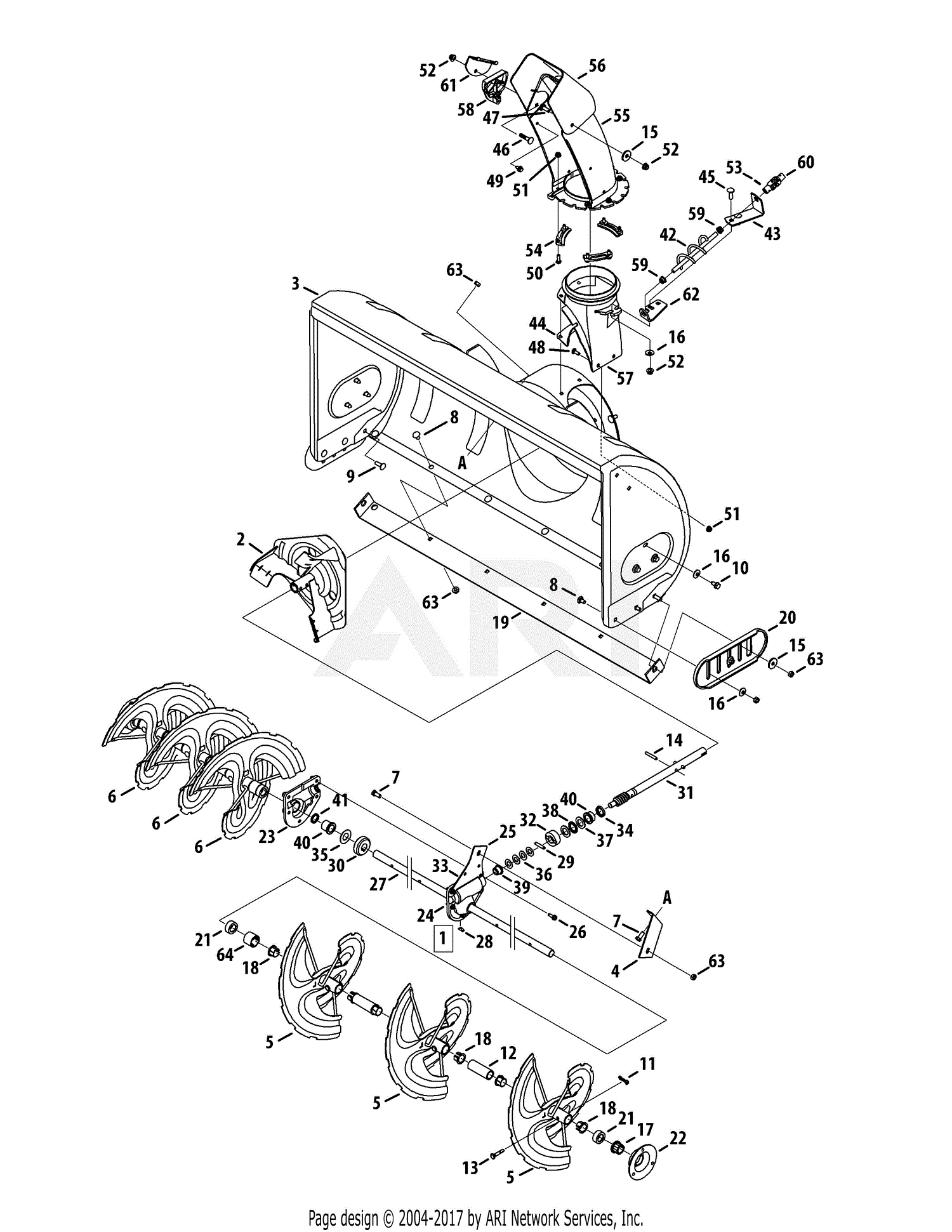 Troy Bilt 032 42 inch Snow Thrower (OEM-190-032) Parts Diagram for ...