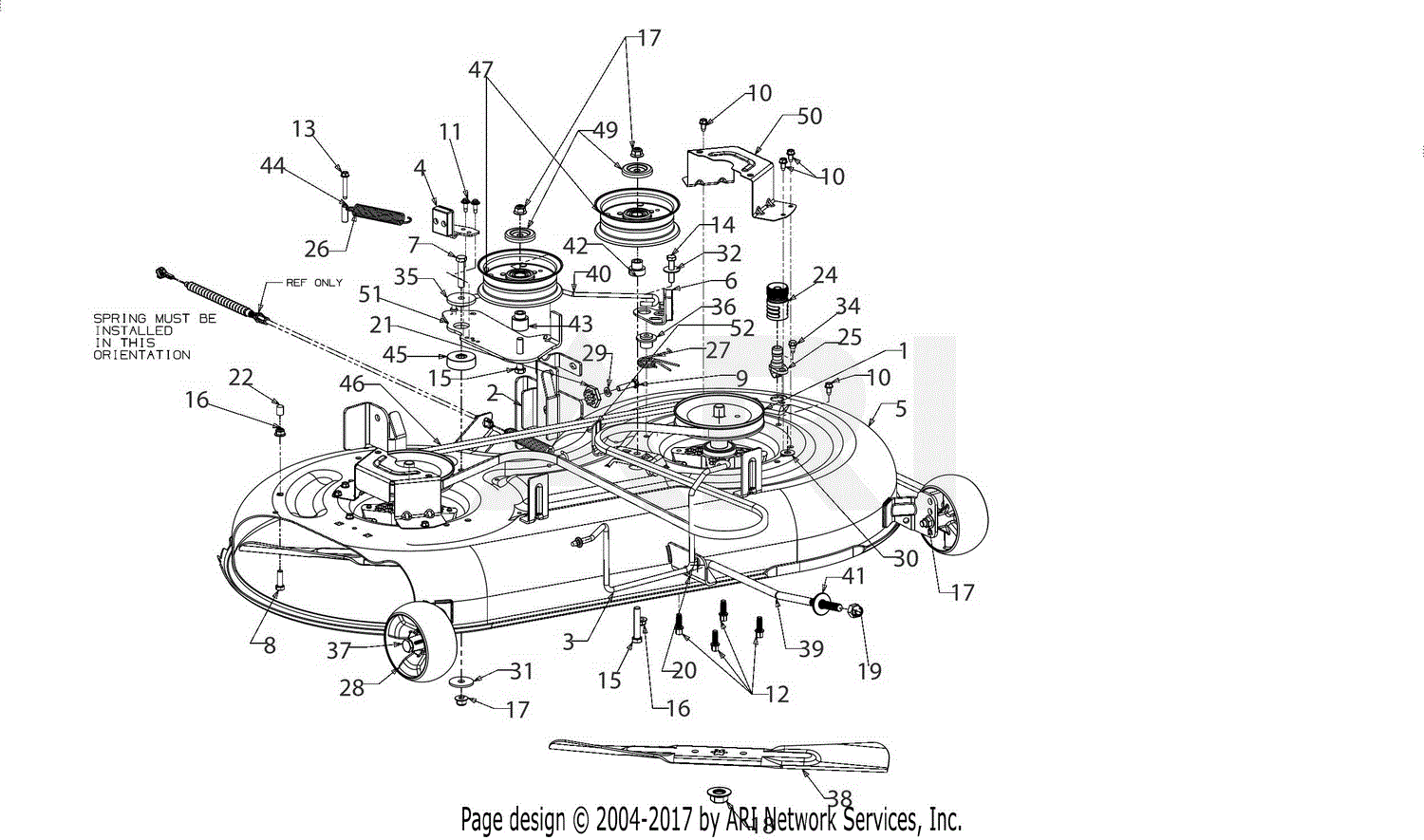 Troy Bilt 13A879BS066 Horse 42 Hydro (2018) Parts Diagram for Deck