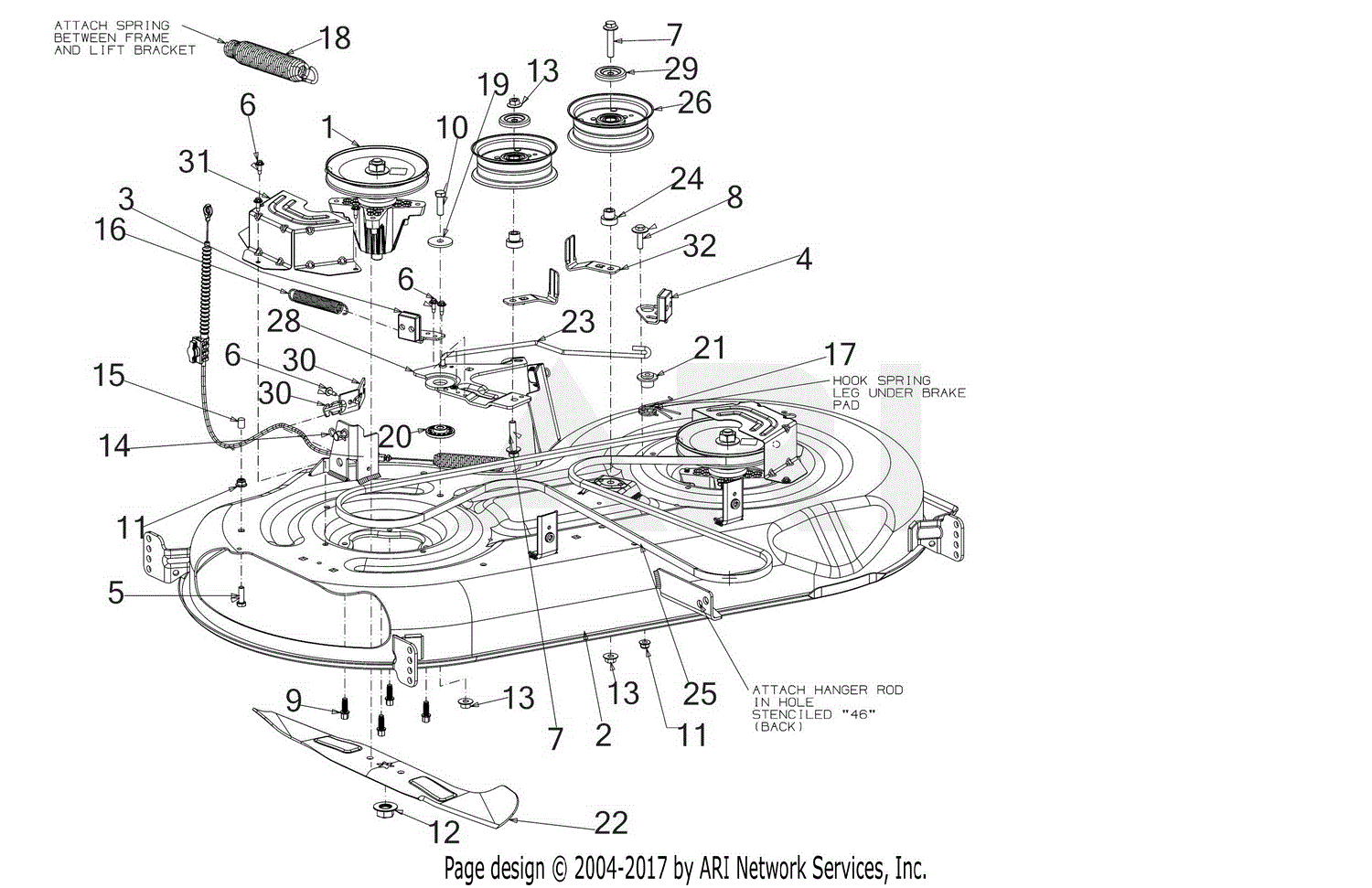 Troy Bilt 13AJA1BT066 Super Bronco 46 Hydro (2019) Parts Diagram for Deck