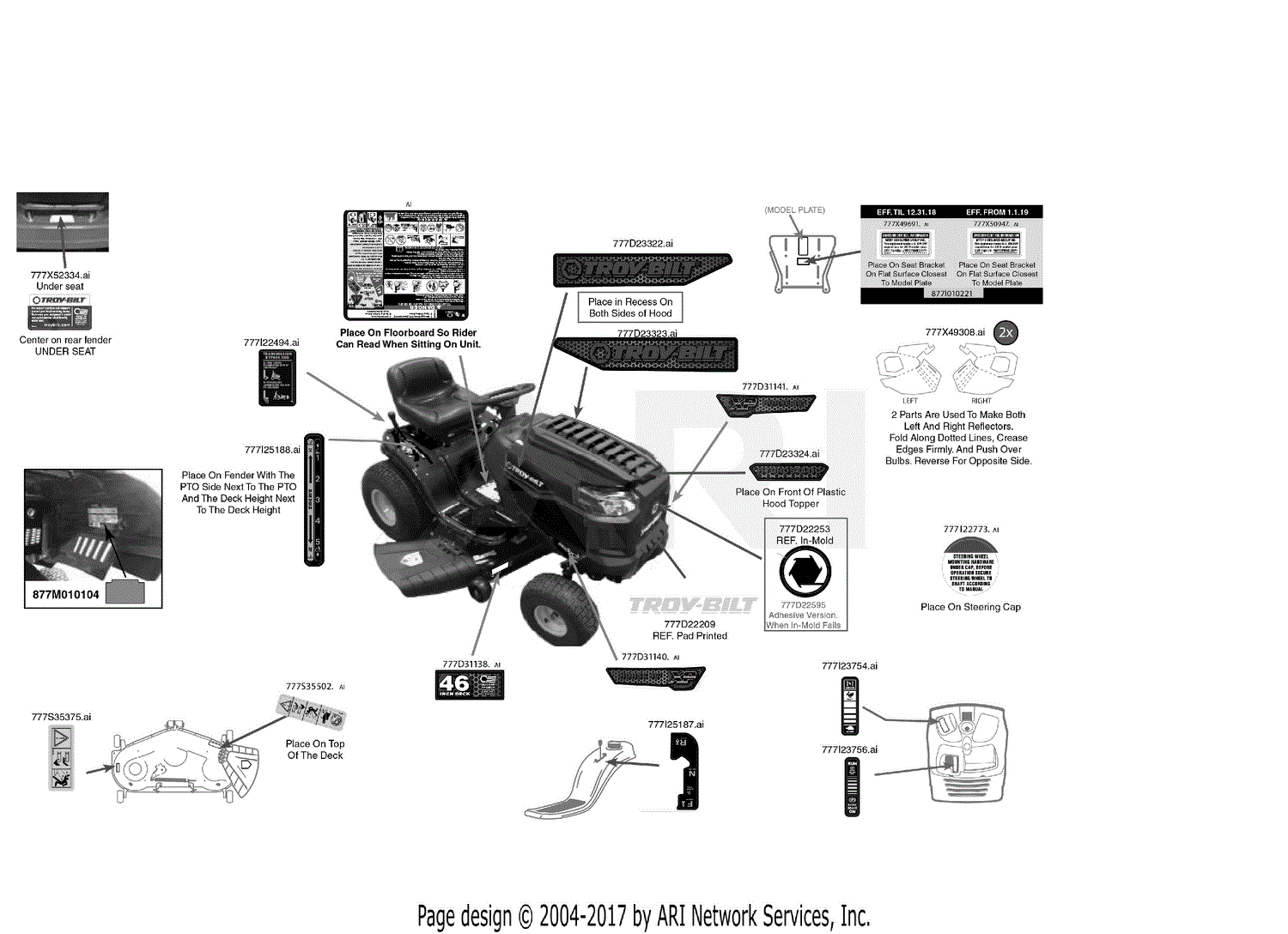 Troy Bilt 13ax79bt066 Horse 46 Xp Hydro (2019) Parts Diagram For Label Map