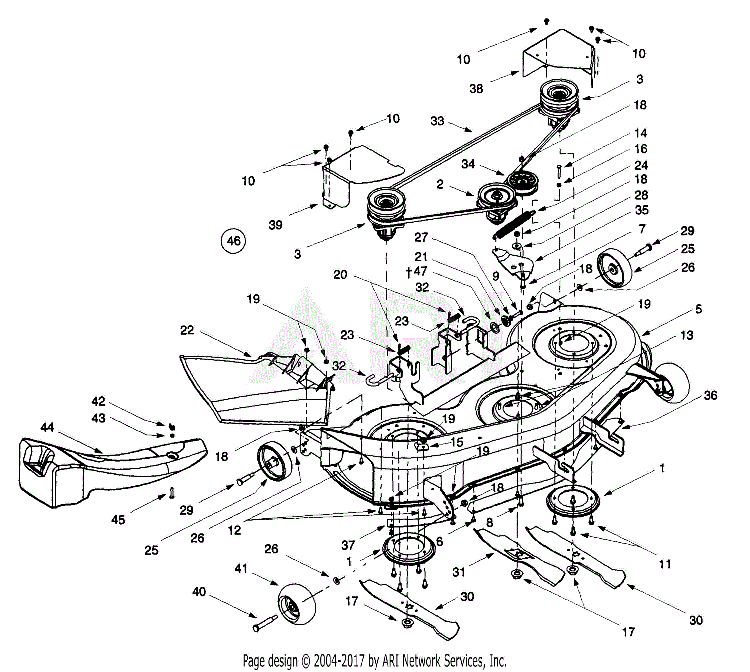 Troy Bilt 14AV809H063 (1999) Parts Diagram for Deck Assembly H