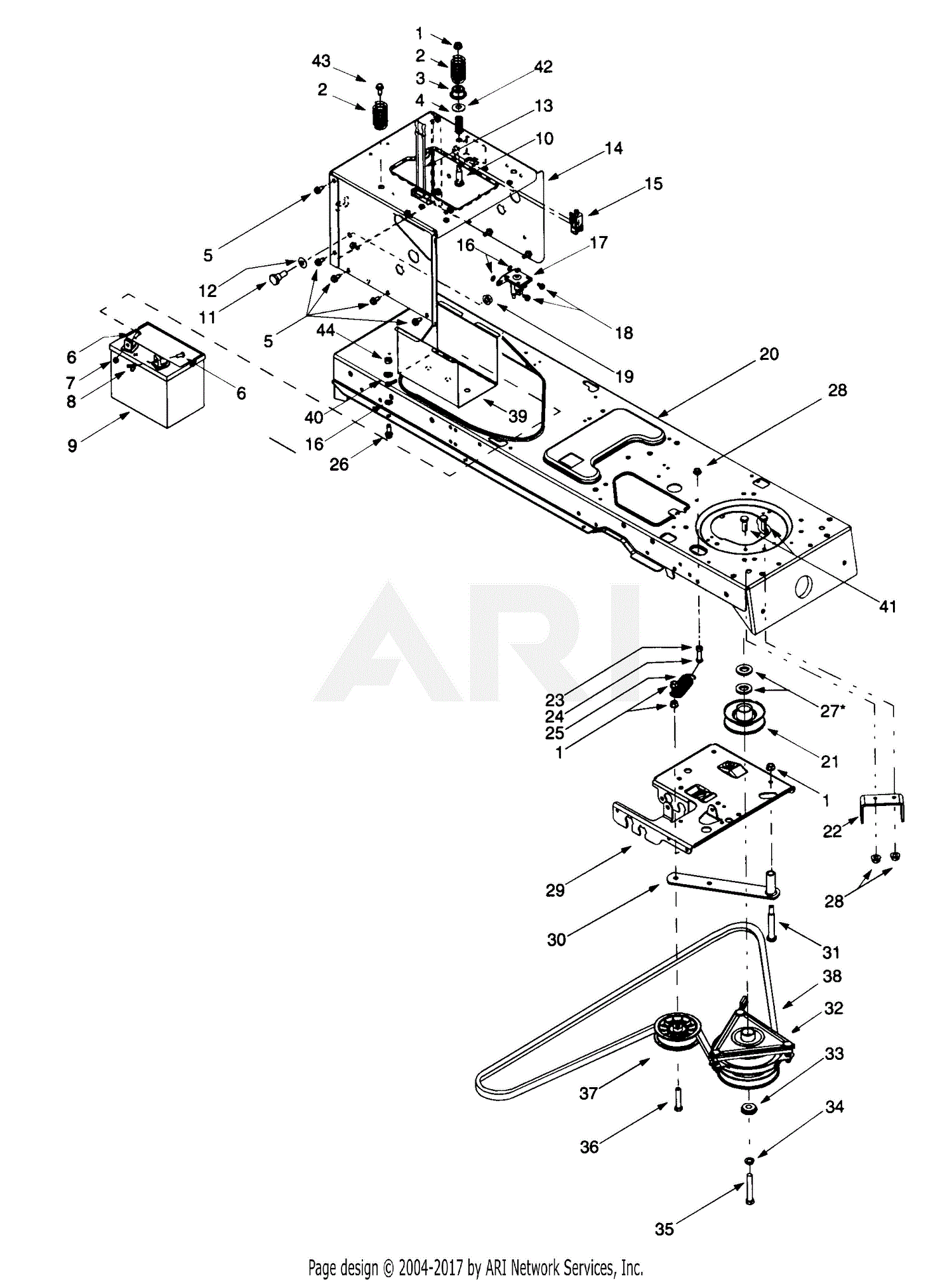 Troy Bilt 14BV809H063 (2000) Parts Diagram for PTO Drive, Battery ...