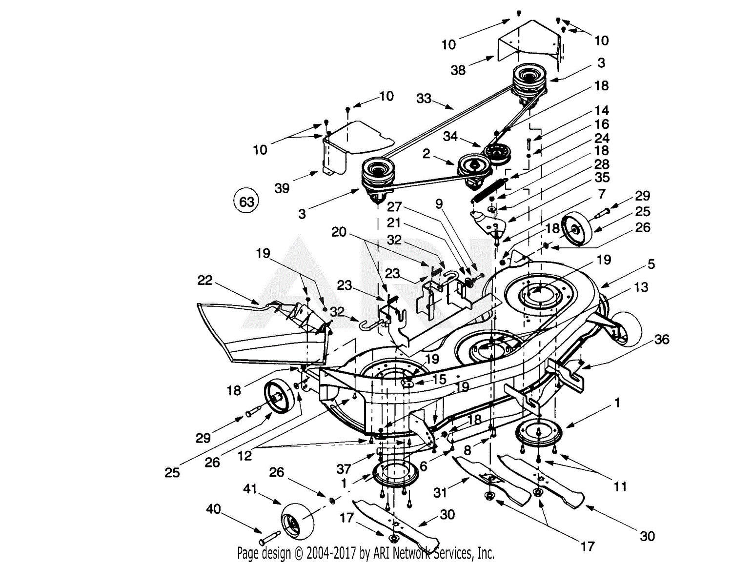 Troy Bilt 14BV809H063 (2000) Parts Diagram for 46-Inch Deck Assembly 