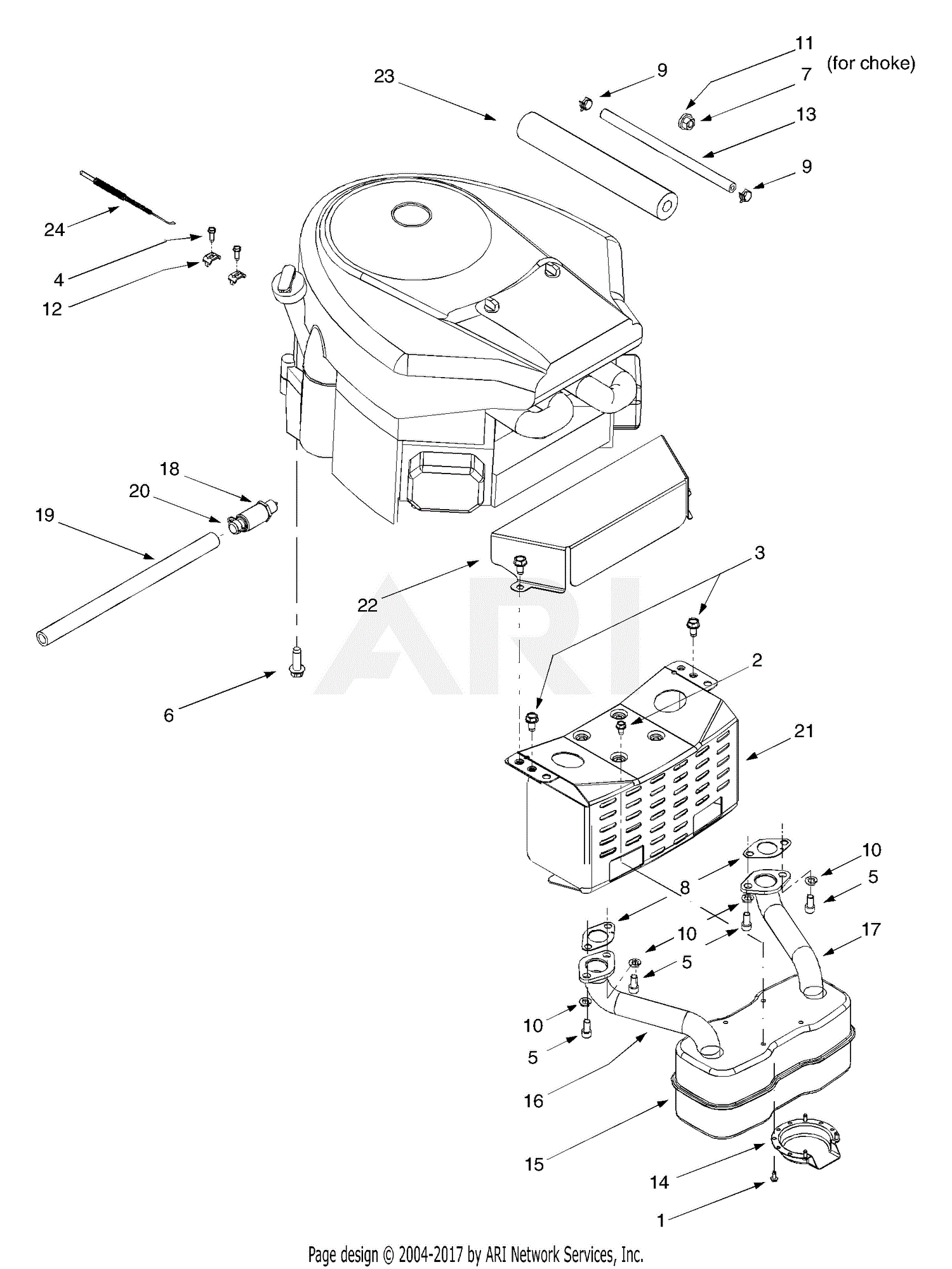 Troy Bilt 14AZ809H063 GTX2446 (2003) Parts Diagram for Muffler/Engine ...