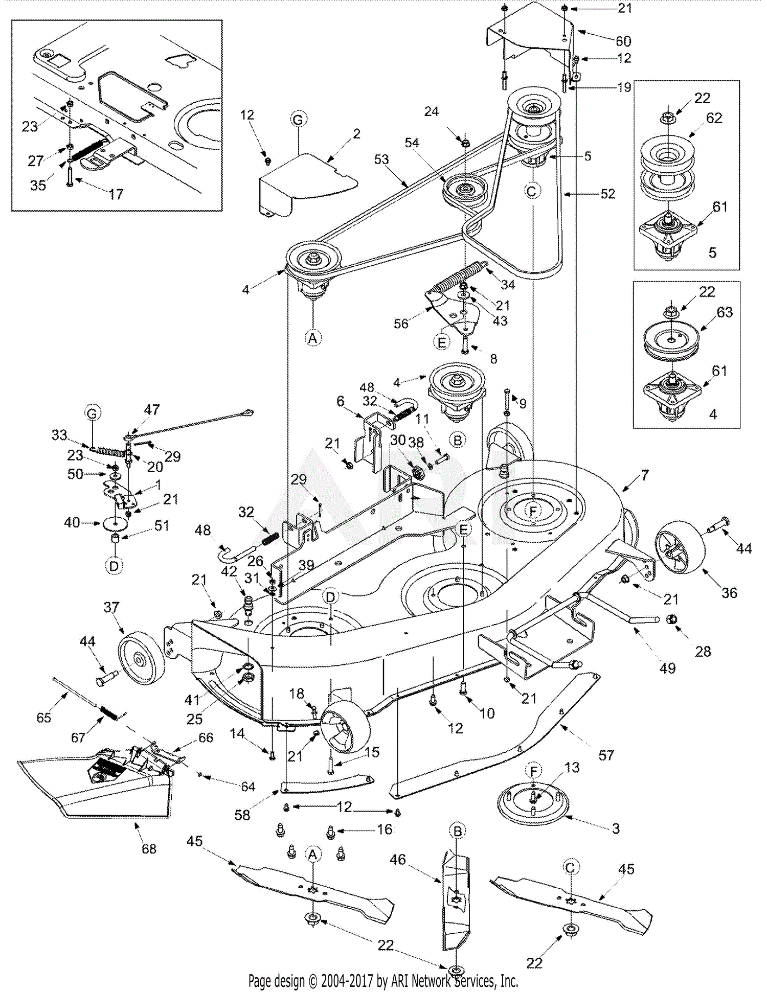 Troy Bilt 14AT809H766 Horse (2004) Parts Diagram for Deck Assembly