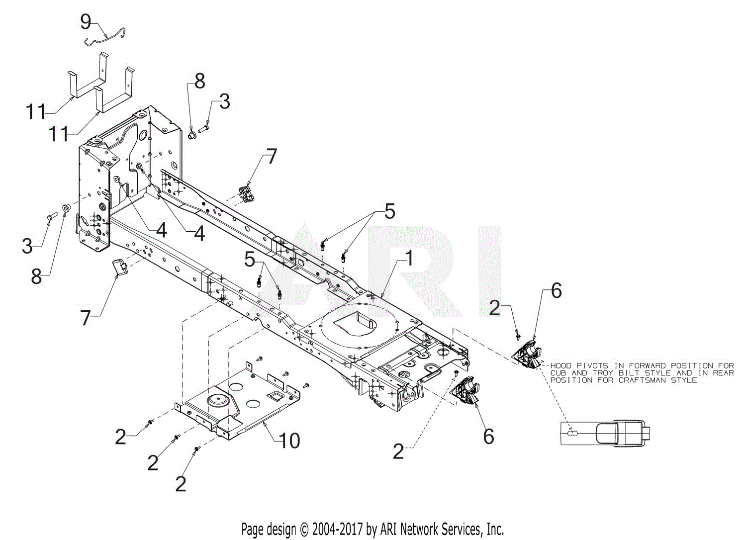 Troy Bilt 14a7a5ka011 Super Bronco 54 Gt Fab 2017 Parts Diagram For Frame 9619