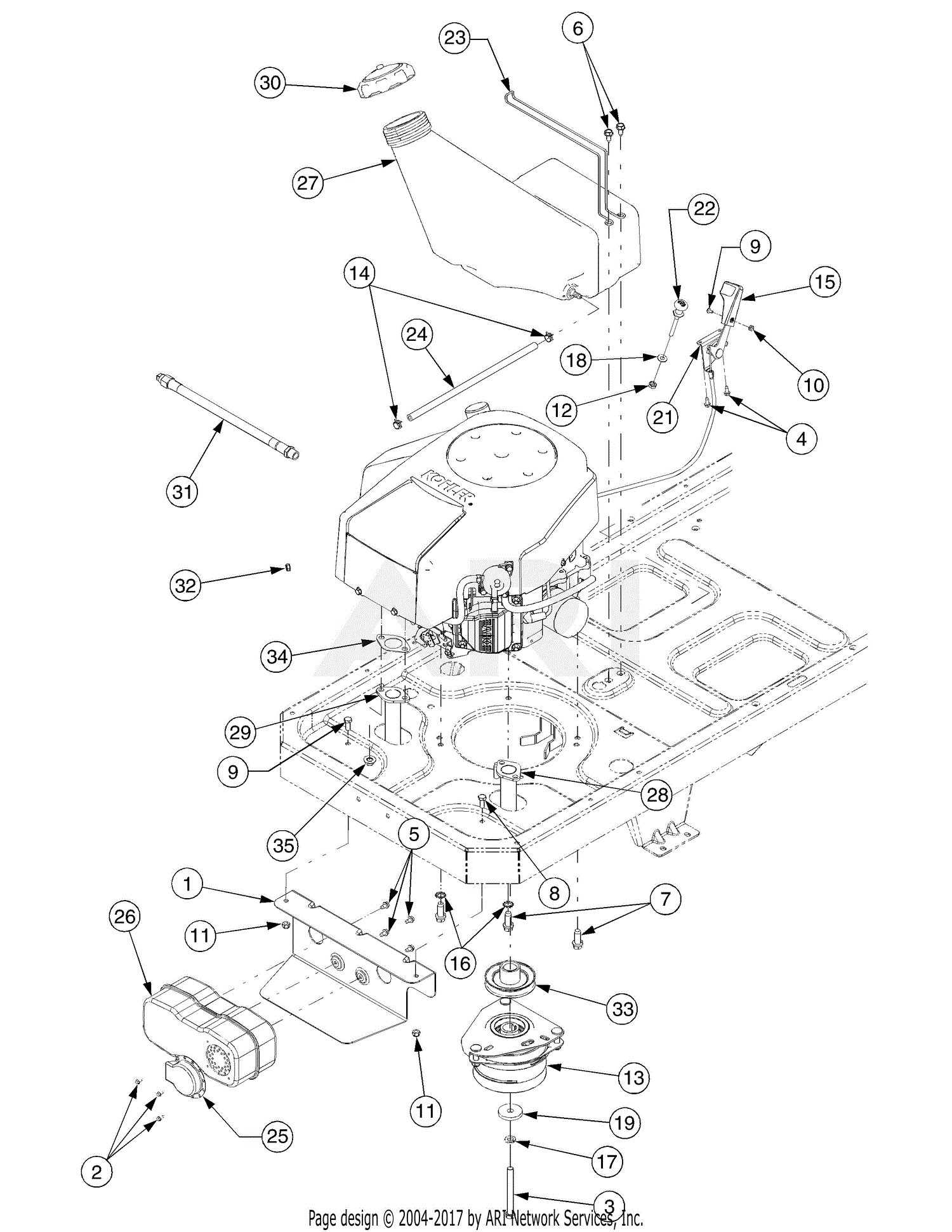 Troy Bilt 17AF2ACP766 MUSTANG RZT 50 (2007) Parts Diagram for Engine