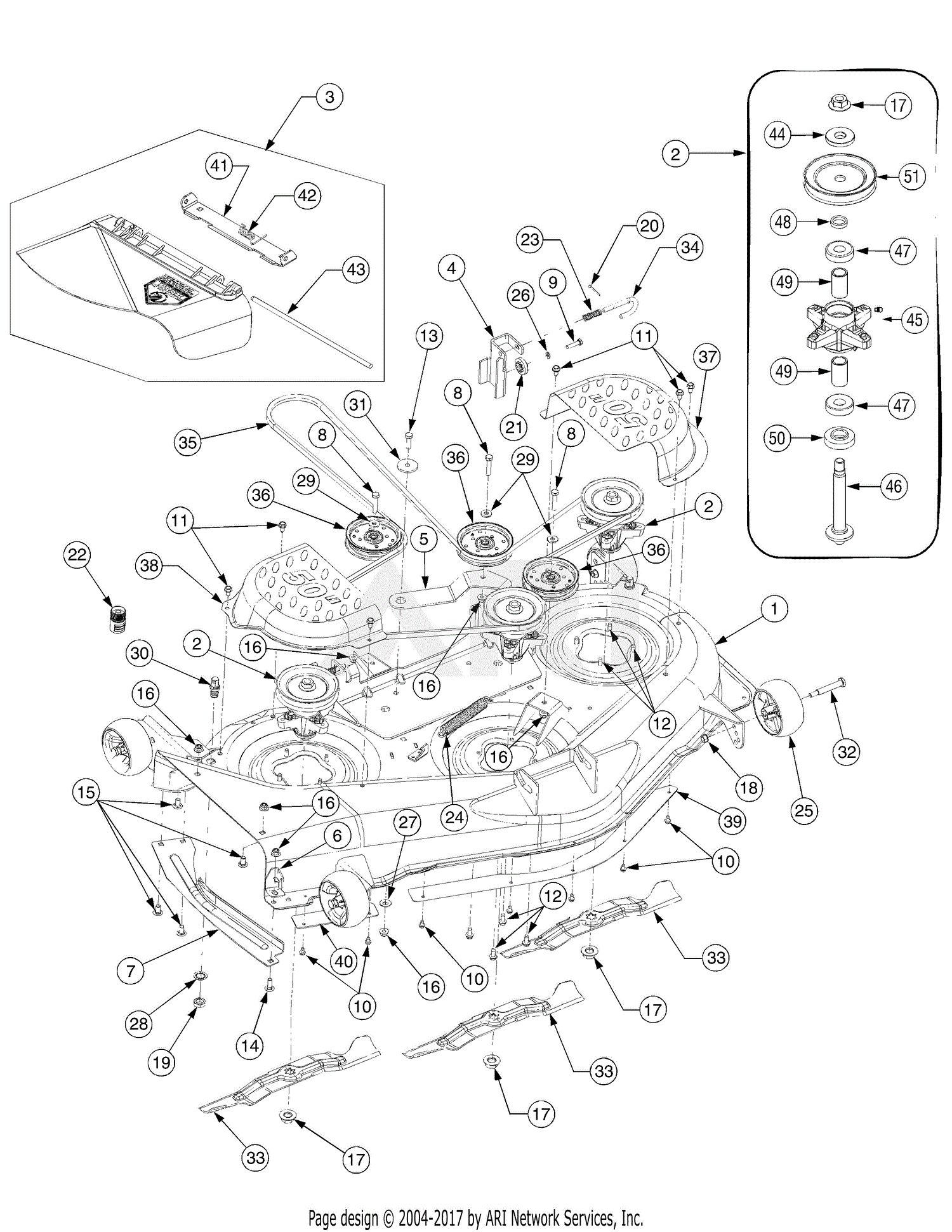 Troy Bilt 17AF2ACP766 MUSTANG RZT 50 (2007) Parts Diagram for Mower Deck