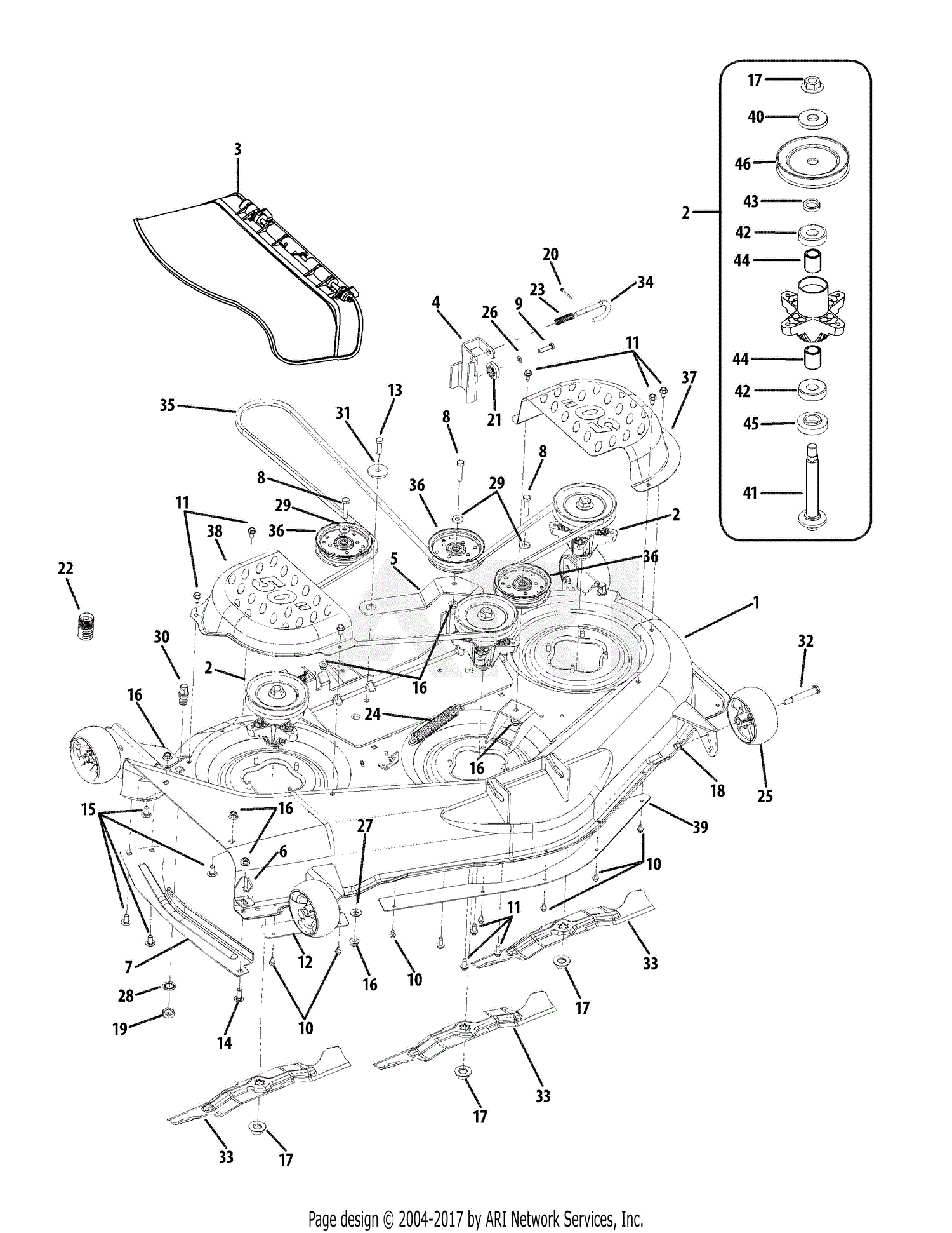 Troy Bilt 17BF2ACP011 Mustang XP (2010) Parts Diagram for Mower Deck