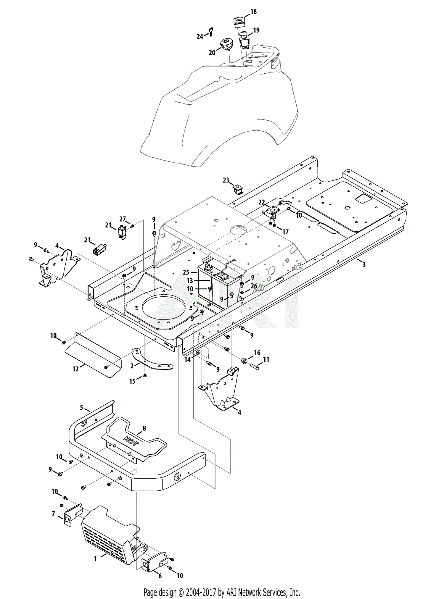 Troy Bilt 17AFCACS011 Mustang 42 XP (2013) Parts Diagram for Frame