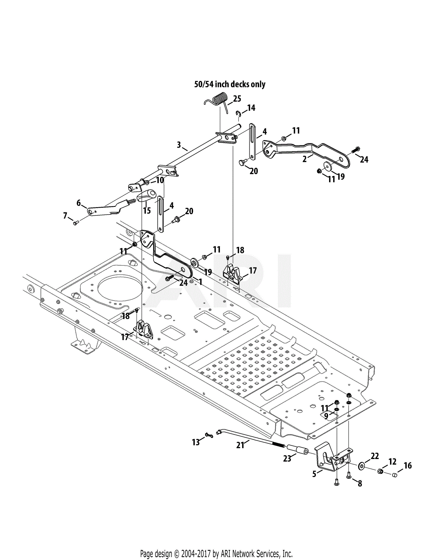 Troy Bilt 17ARCACP011 Mustang 50 XP (2014) Parts Diagram for Deck Lift