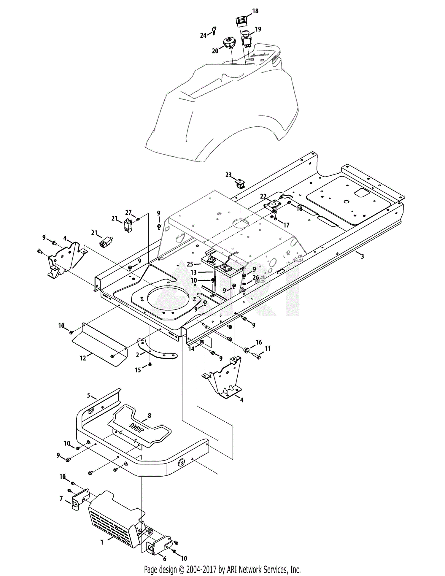 Troy Bilt 17ARCACP211 Mustang 50 XP (2014) Parts Diagram for Frame