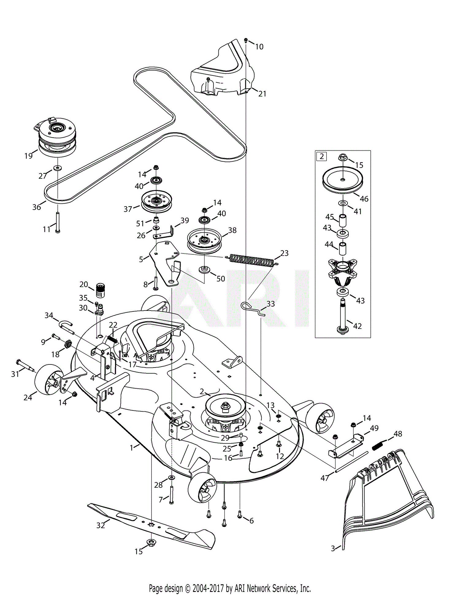 Troy Bilt 17ARCACT011 Mustang 46 XP (2014) Parts Diagram for Mower Deck