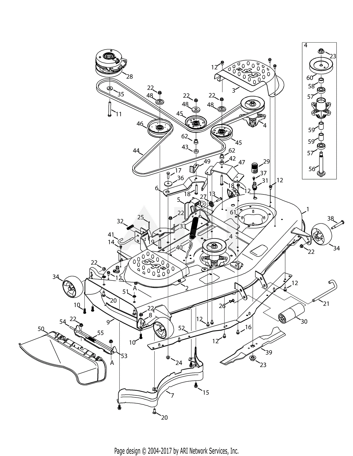 Troy Bilt 17BDCACK066 Mustang 54 XP (2014) Parts Diagram for Mower Deck ...