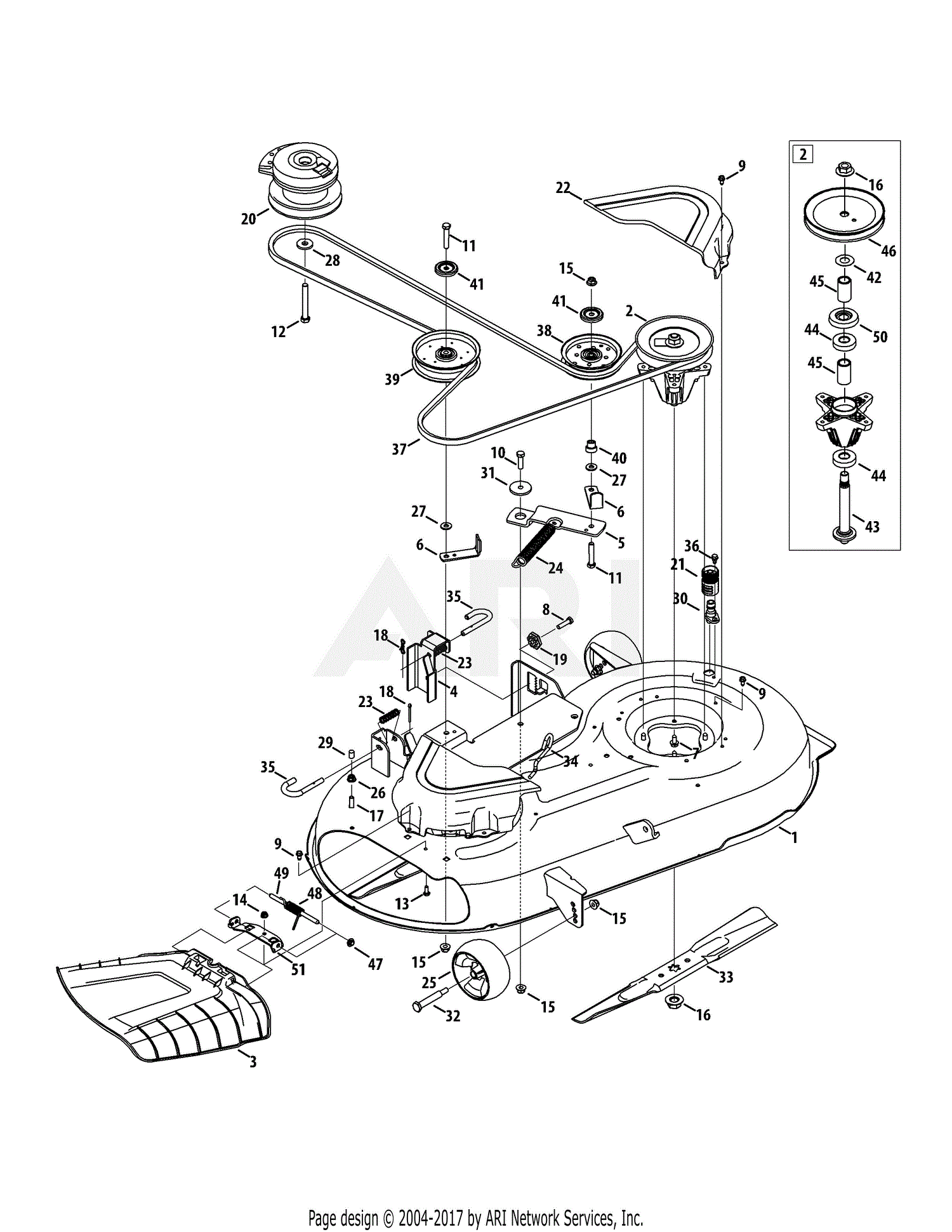 Troy Bilt 17ARCACS011 Mustang 42 XP (2015) Parts Diagram for Mower Deck