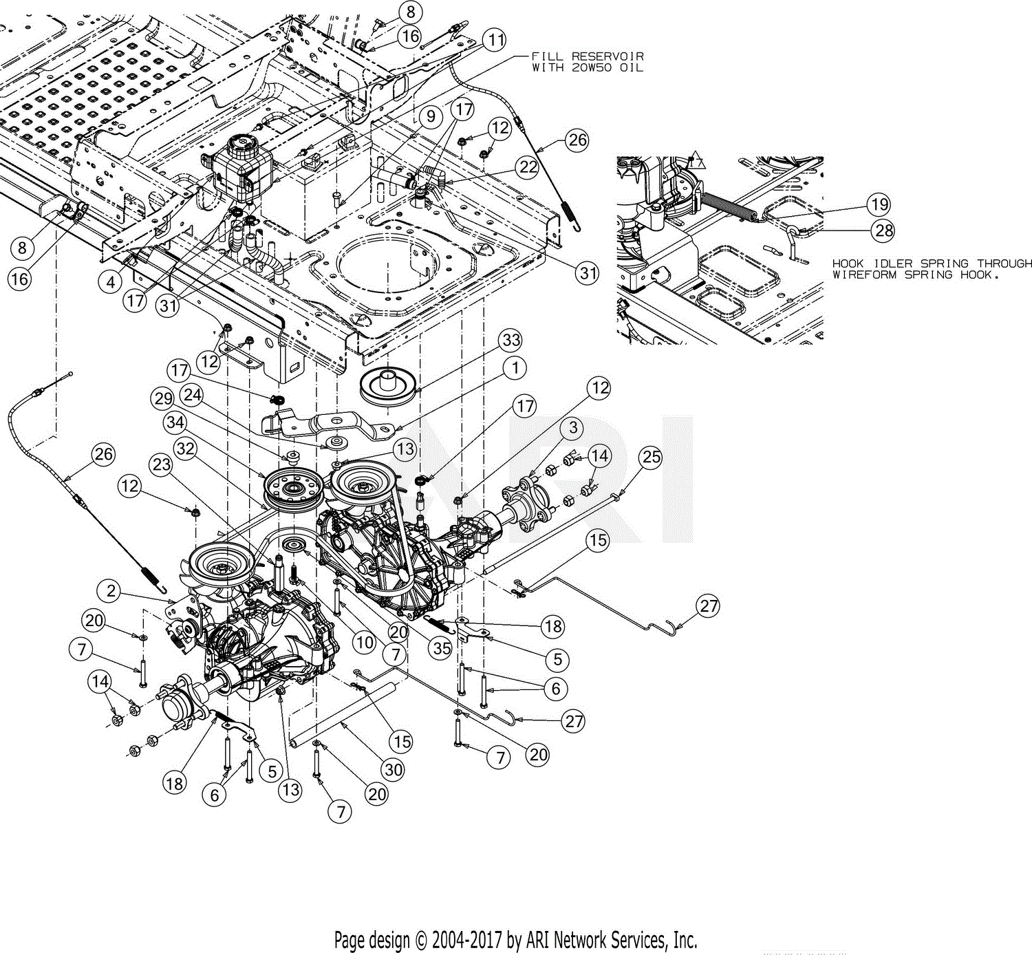 Troy Bilt 17ANDALC011 Mustang XP 54 (2016) Parts Diagram for Drive