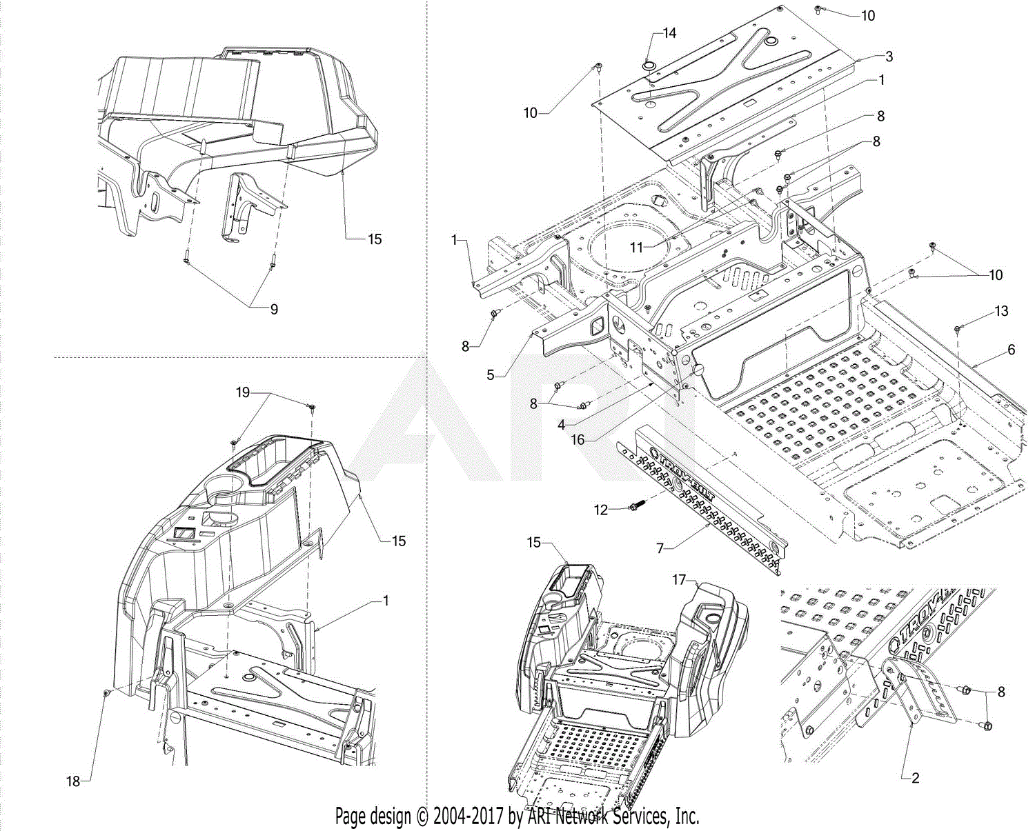 Troy Bilt 17ARCBDT011 Mustang XP Pivot S 46 (2016) Parts Diagram for ...