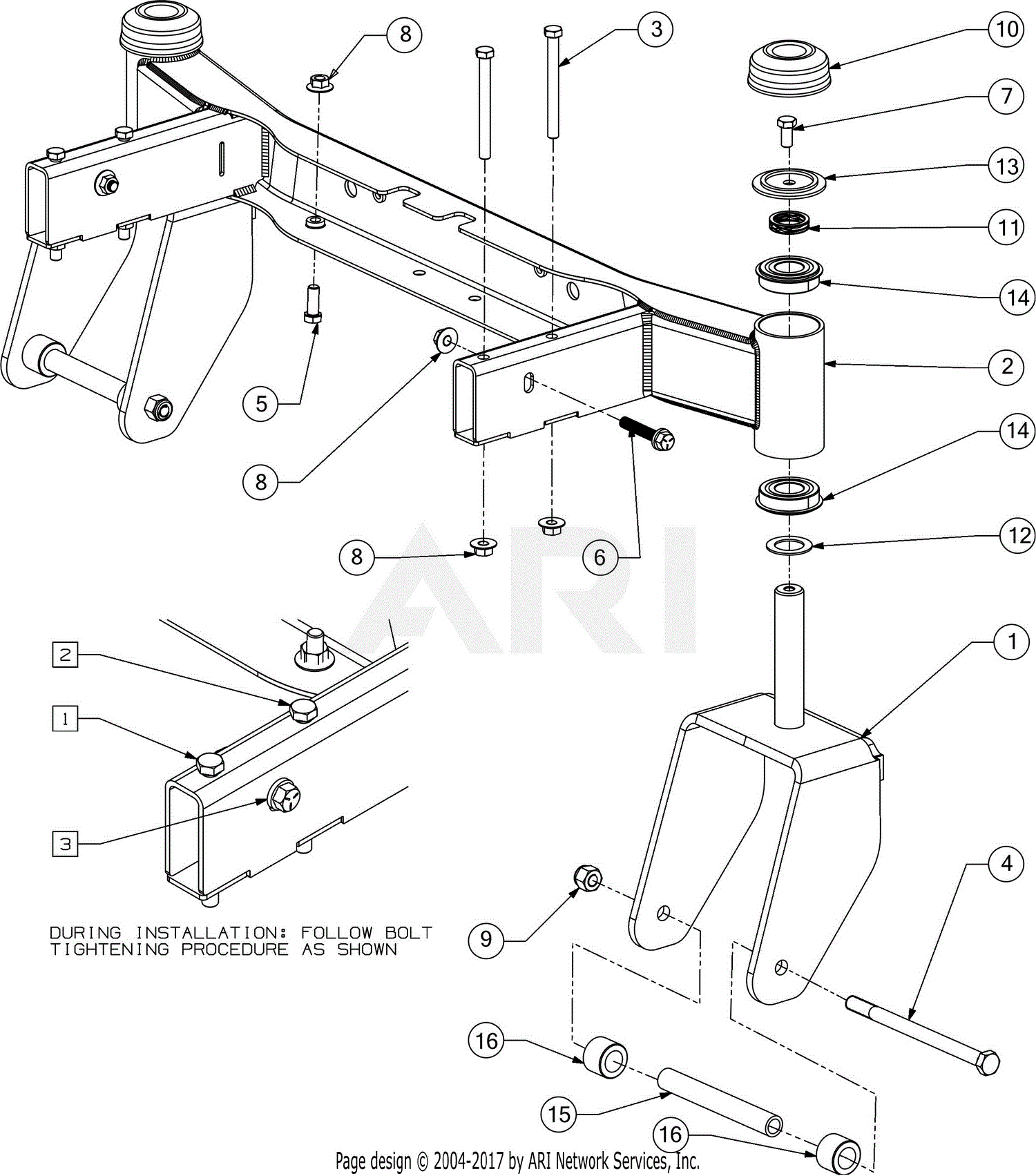 Troy Bilt 17BDCACW066 Mustang XP 54 (2016) Parts Diagram for Front Axle