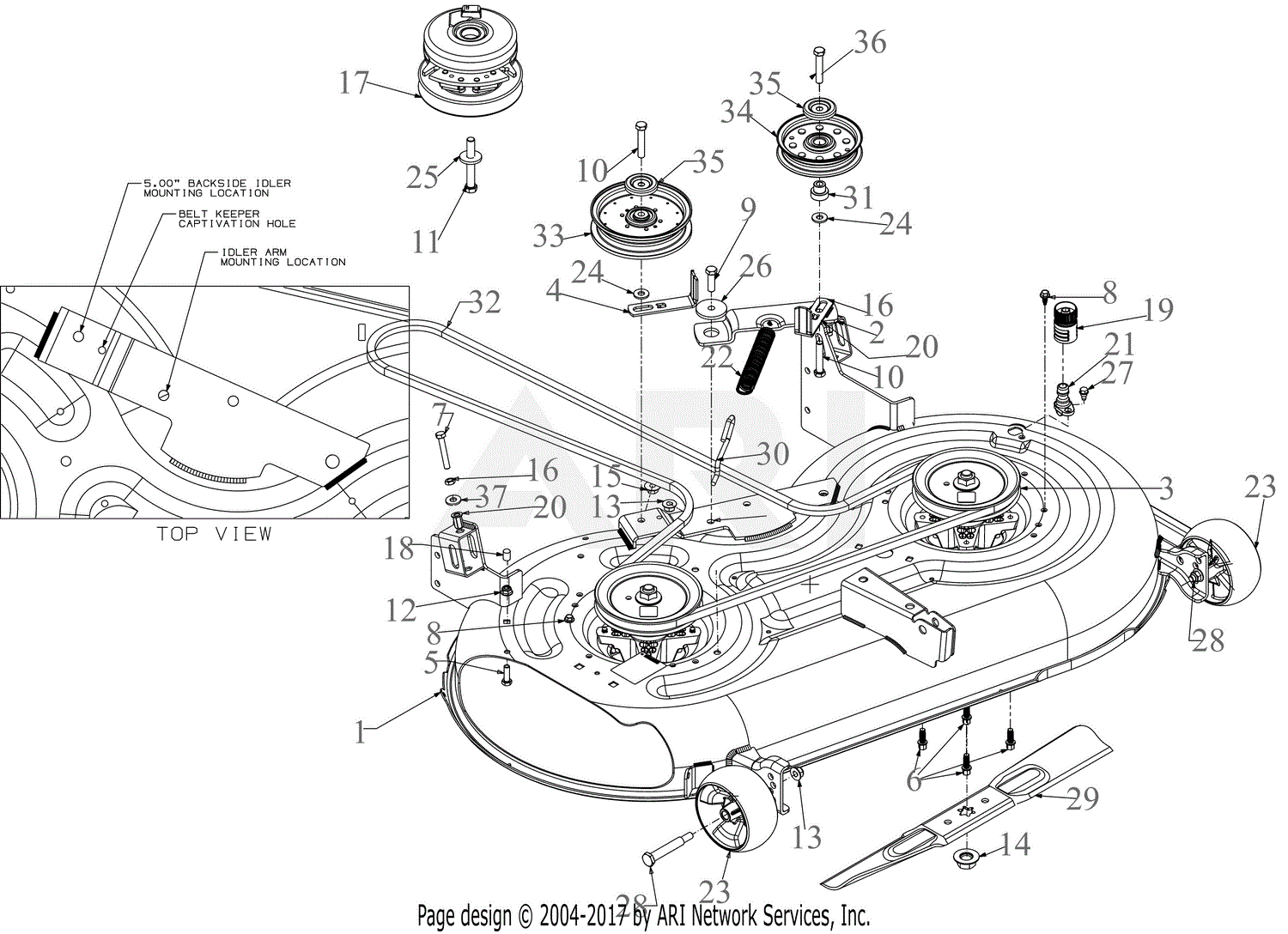 Troy Bilt 17AAFACS023 Mustang Z42 (2019) Parts Diagram for Deck Troy Bilt Mustang 42 Drive Belt Diagram