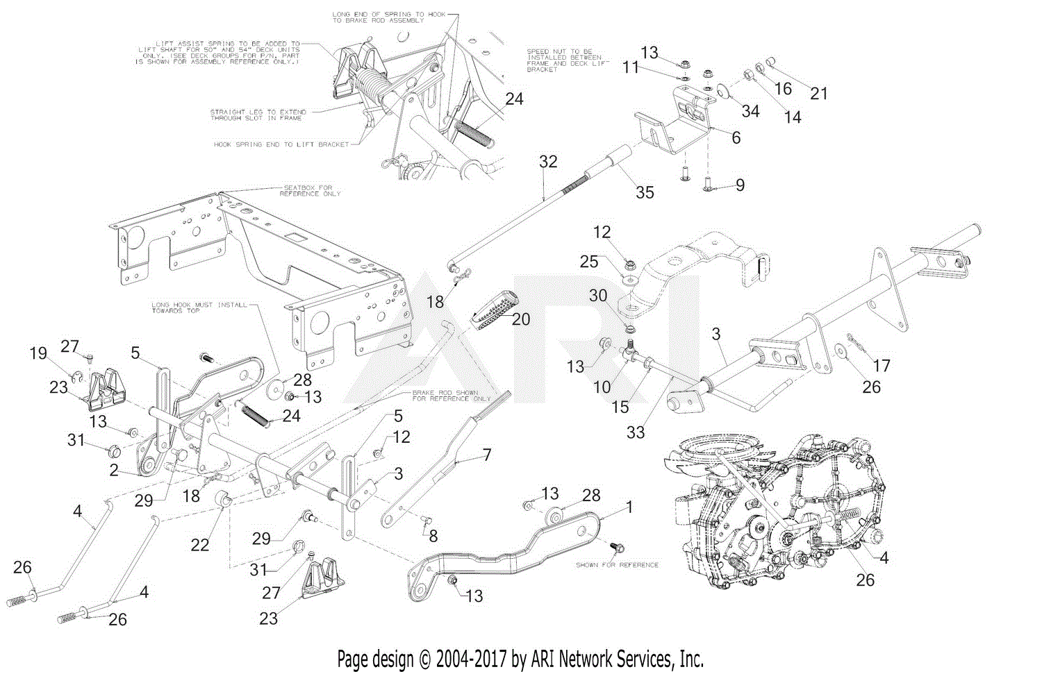 Troy Bilt 17ARCBDT066 Mustang Pivot 46 (2019) Parts Diagram for Deck Lift