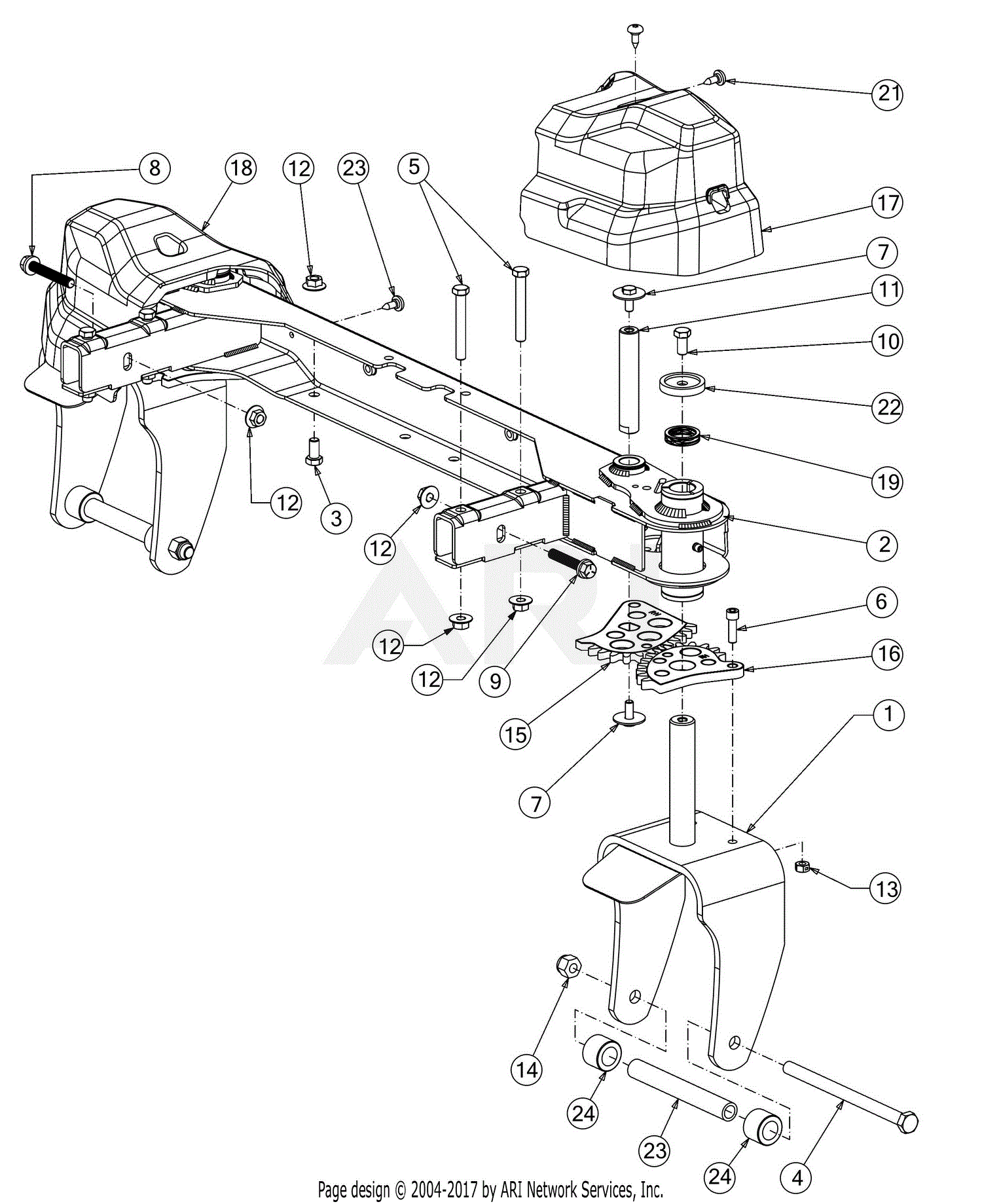 Troy Bilt 17ARCBDT066 Mustang Pivot 46 (2019) Parts Diagram for Front Axle