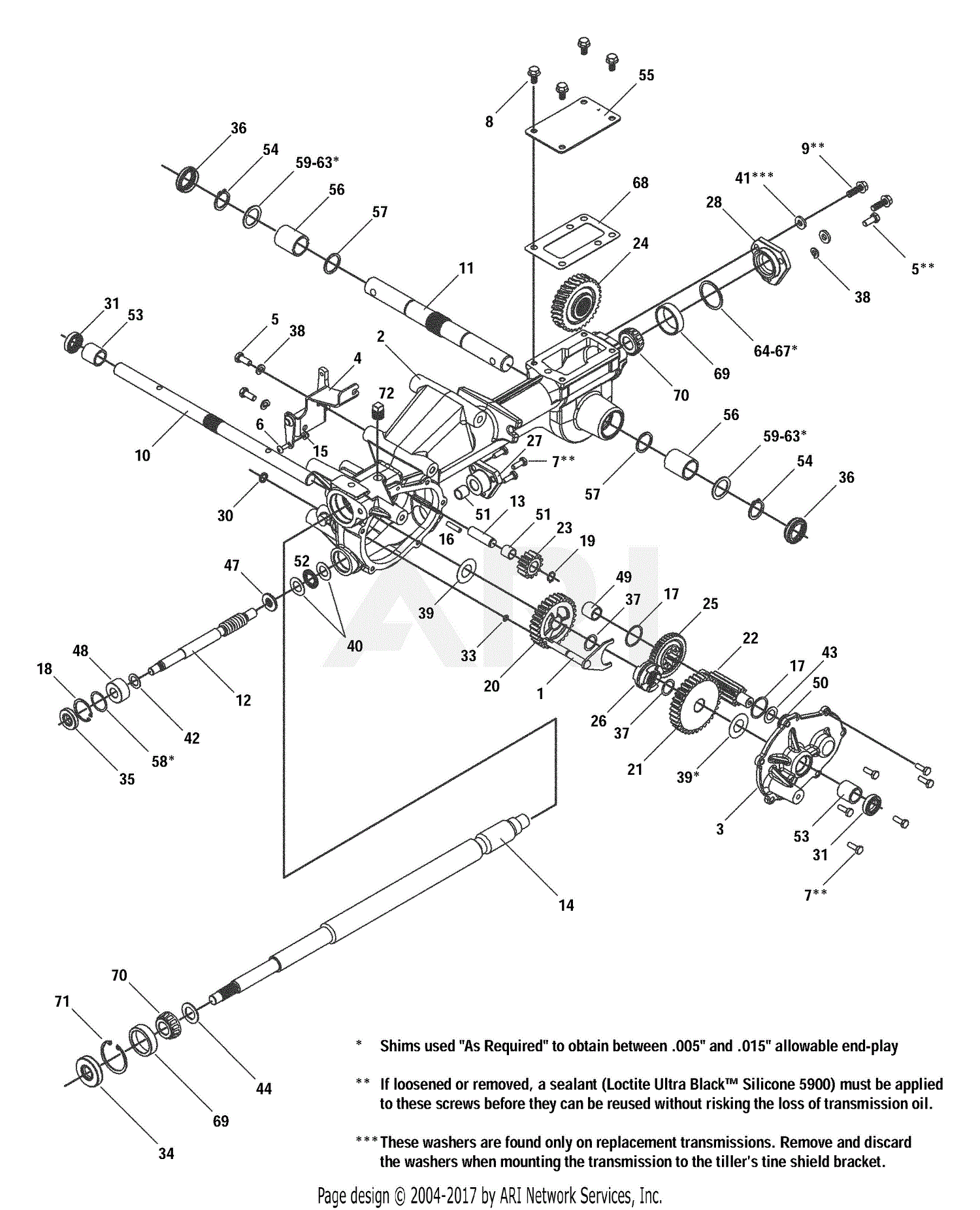 Troy Bilt 21A-654J766 7HP Roto-Tiller (2004) Parts Diagram for Transmission