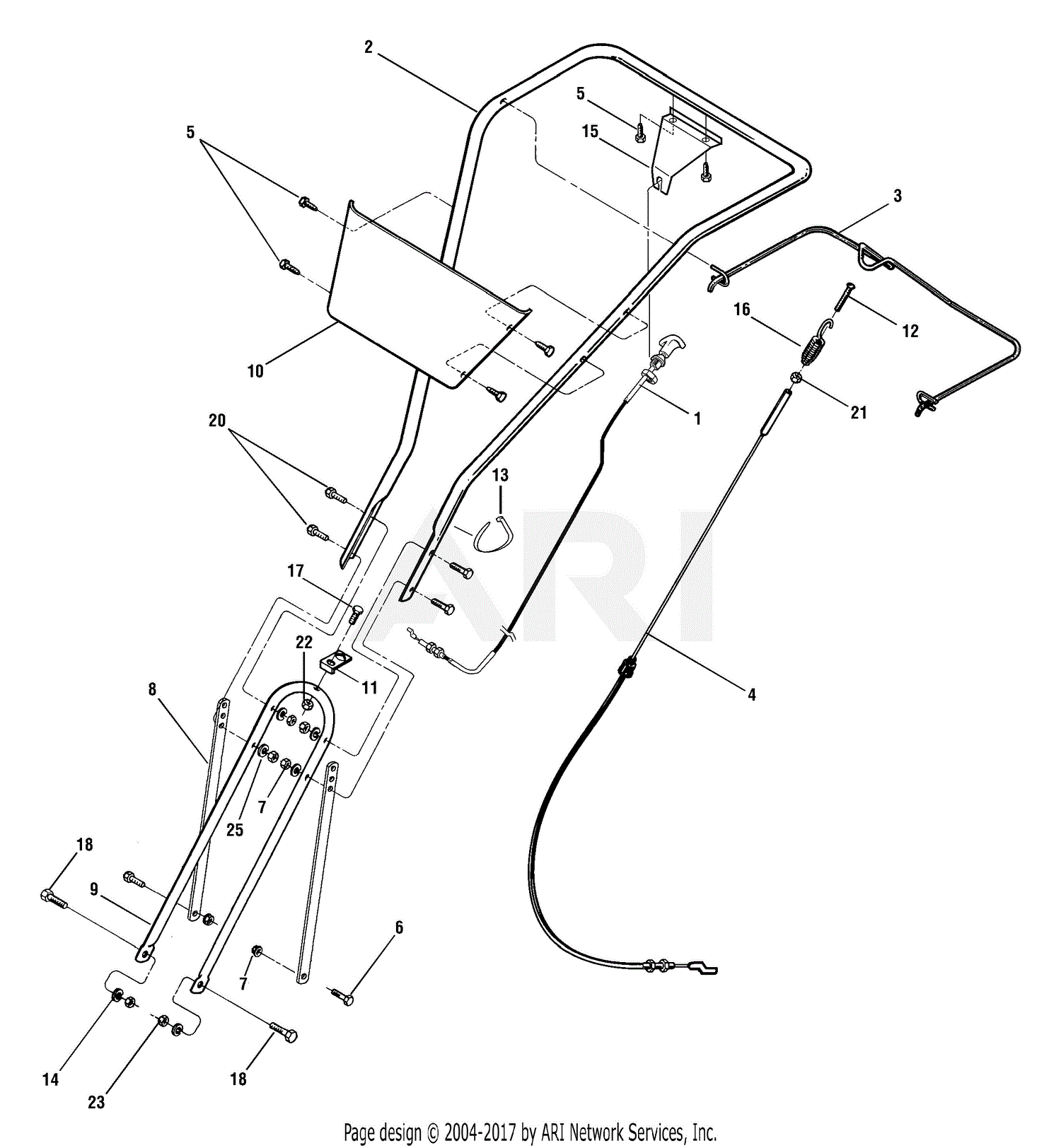 Troy Bilt 21A-634K711 7HP FRT Roto-Tiller (2005) Parts Diagram for Handle