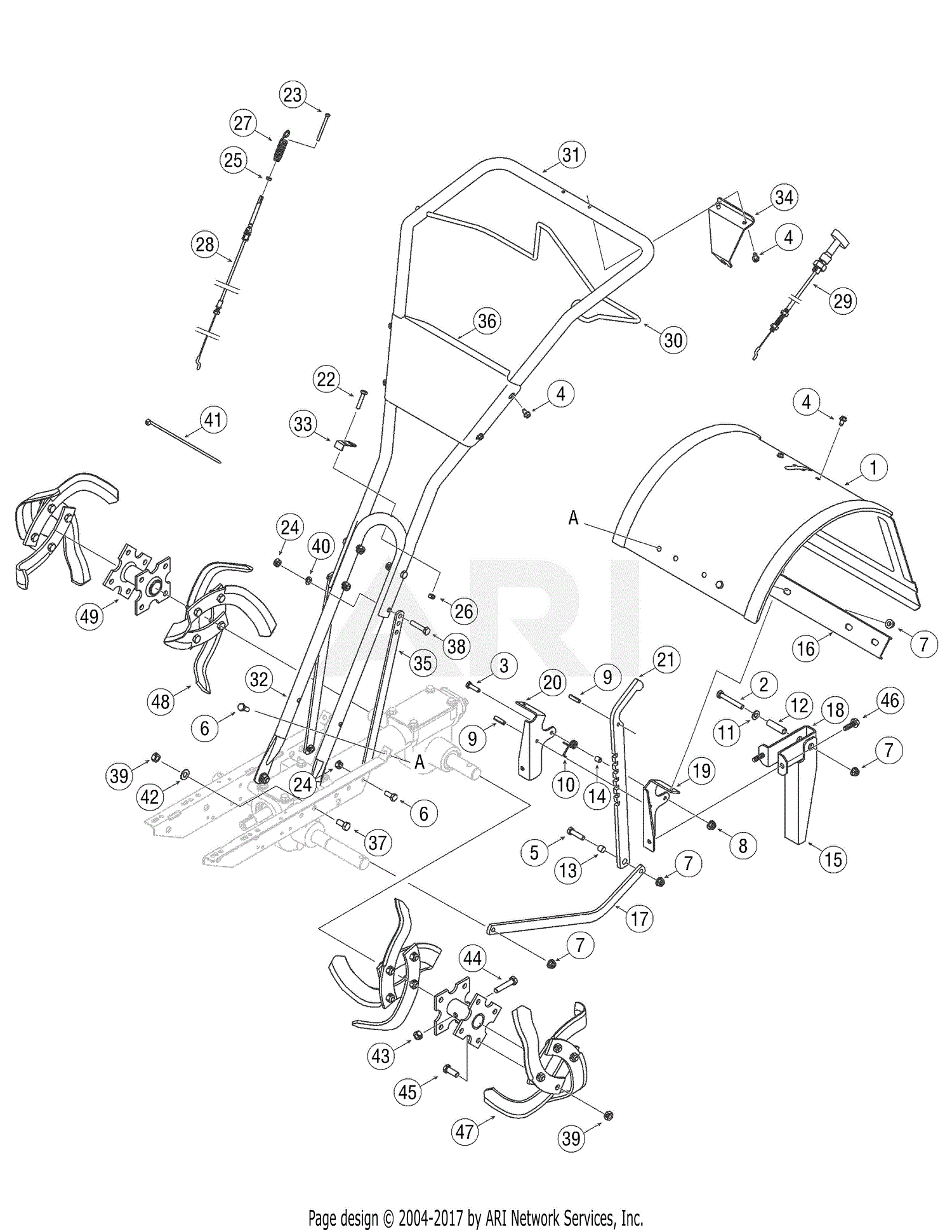 Troy Bilt 21A-643C266 Bronco CRT Roto-Tiller (2007) Parts Diagram for