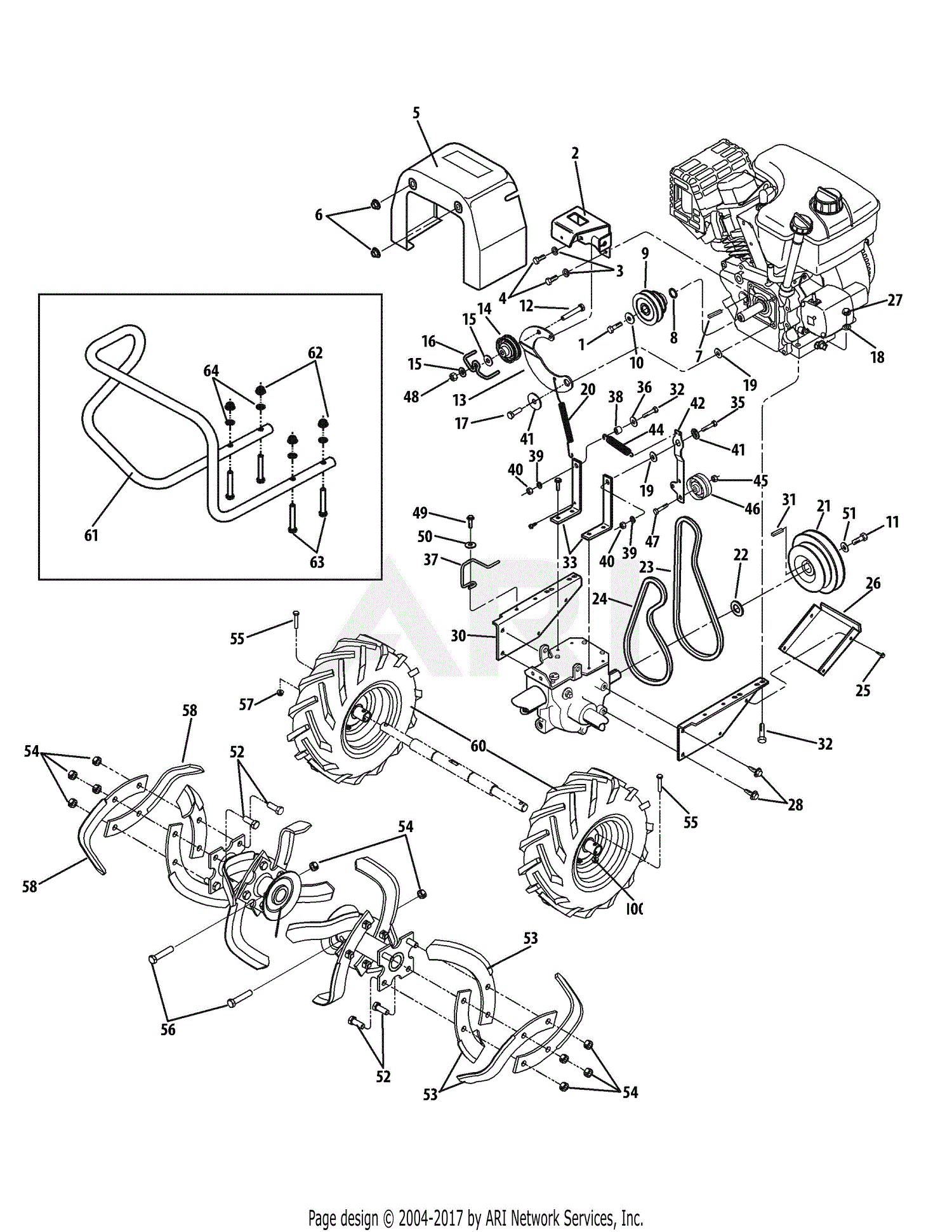 Troy Bilt 21AE662M066 250cc Elec Roto-Tiller (2008) Parts Diagram for ...